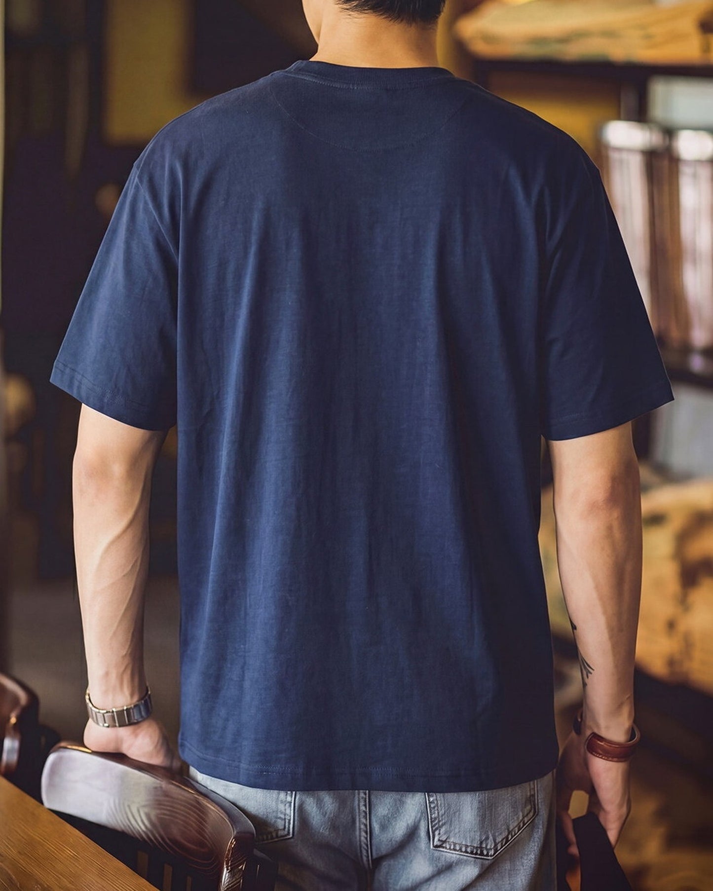 Vintage Key-Neck Smart-Casual Relaxed T-Shirt 2color 【ACT0097】