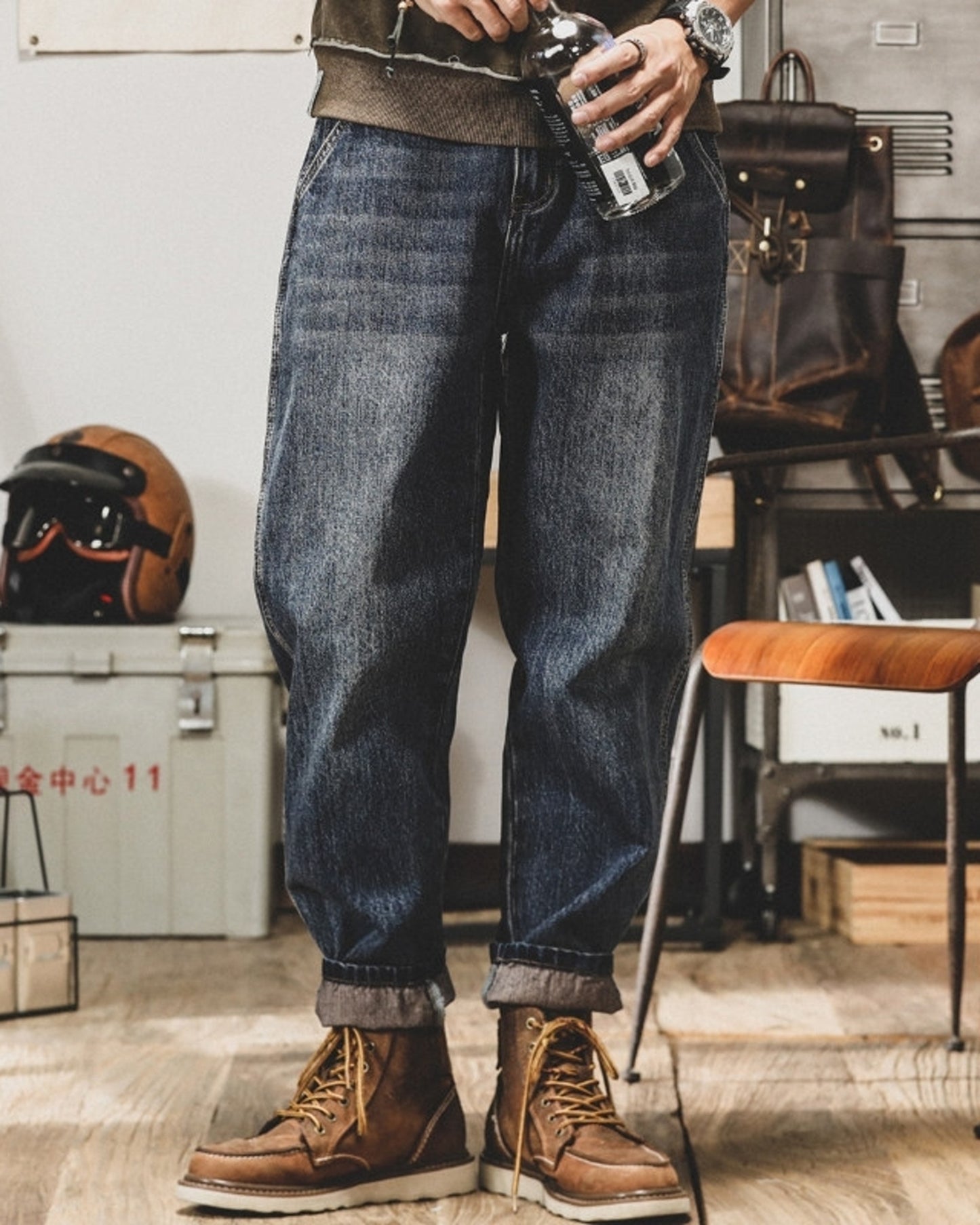 vintage wash loose wide denim pants 2colors 【ACT0219】