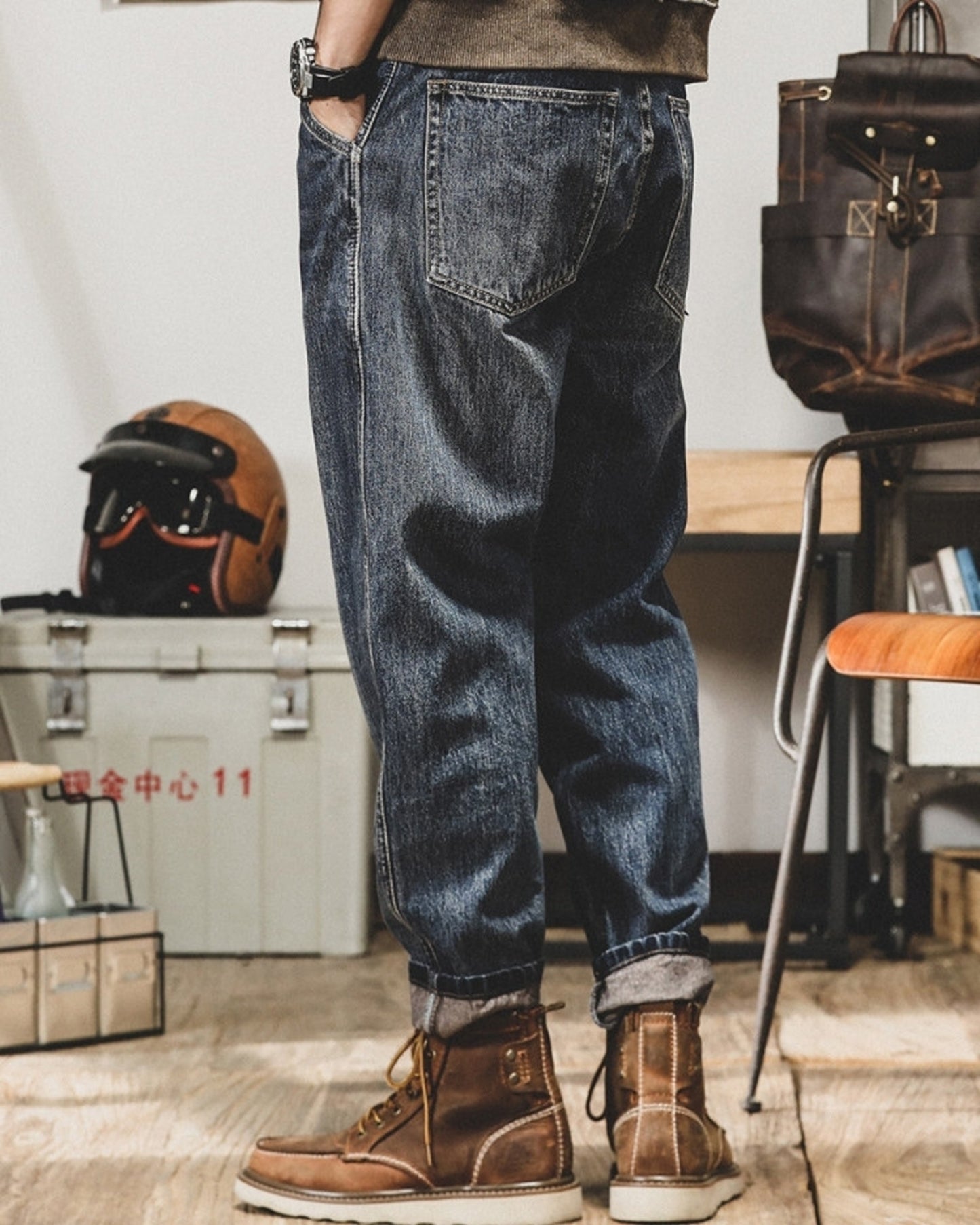 vintage wash loose wide denim pants 2colors 【ACT0219】