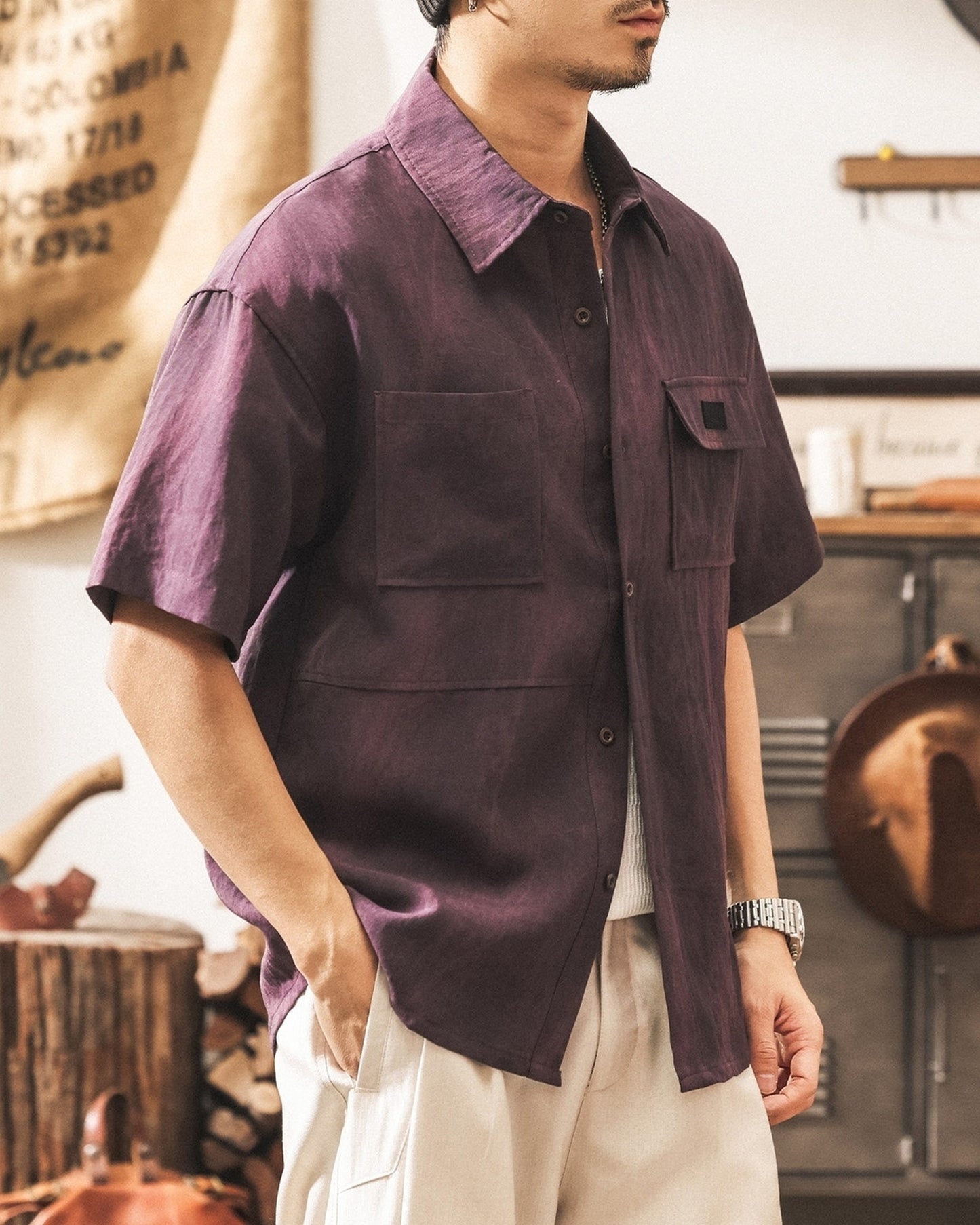 vintage wash short sleeve shirt 5color 【ACT0243】