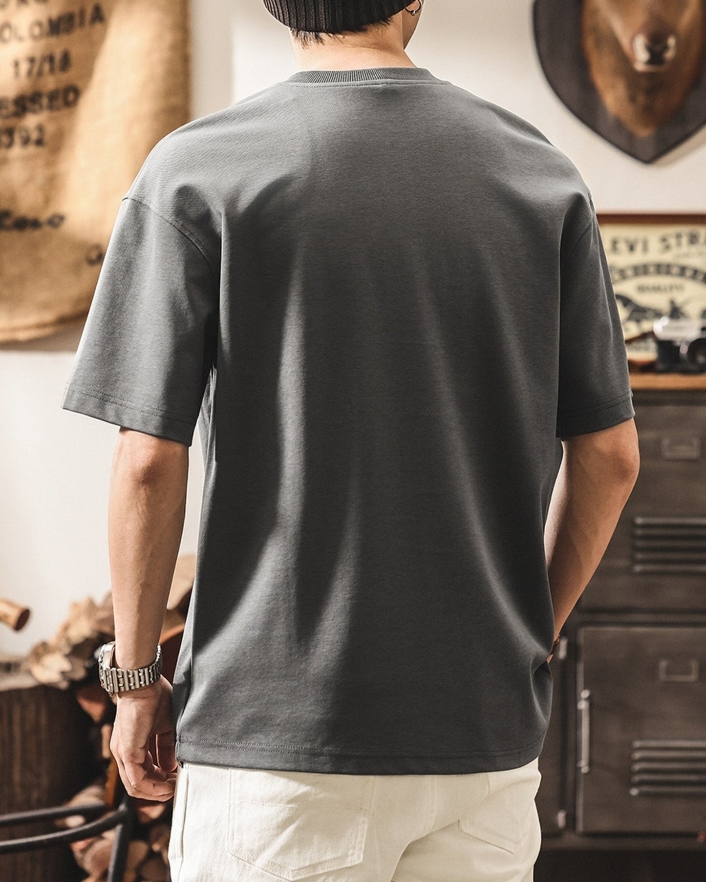 henley neck short sleeve t-shirt 2color 【ACT0245】