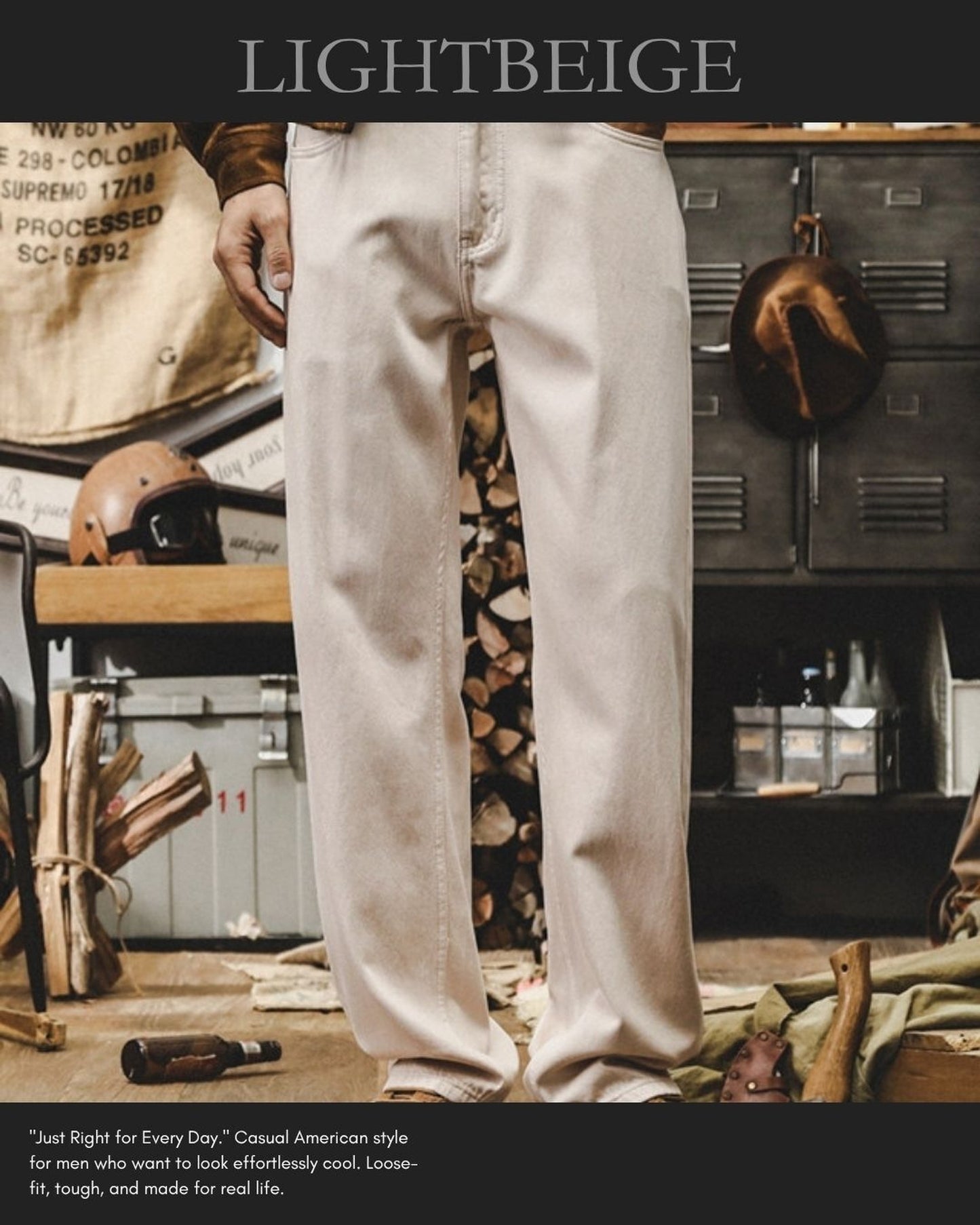 heavy weight loose straight denim pants 10color 【ACT0204】