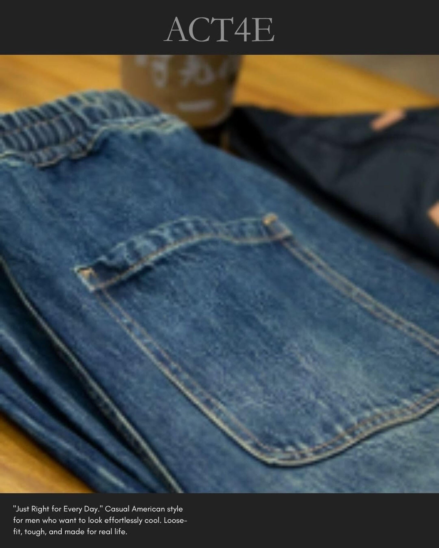 vintage-processed tapered denim pants 【ACT0007】