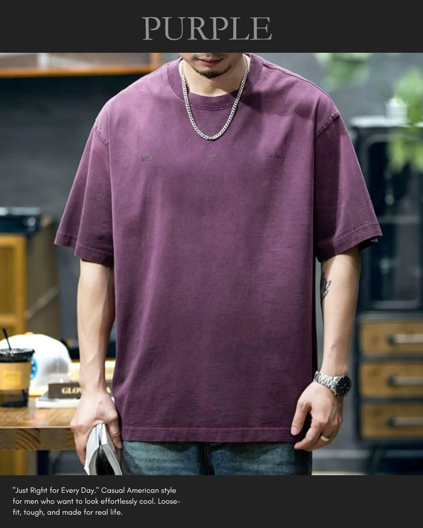 embroidered logo oversized t-shirt 2color 【ACT0032】