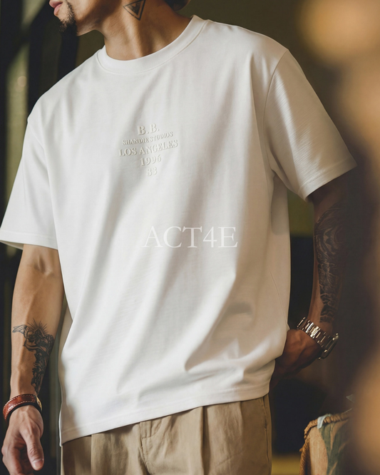 Embroidered Relaxed Lettering Casual T-Shirt 2color 【ACT0119】