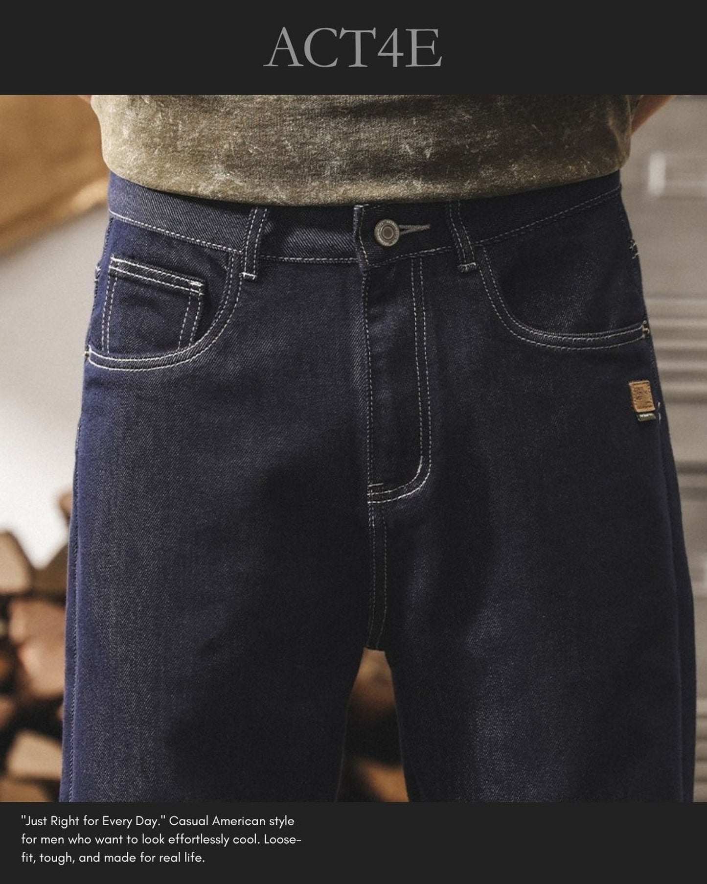 vintage raw wash straight denim pants 2color 【ACT0215】