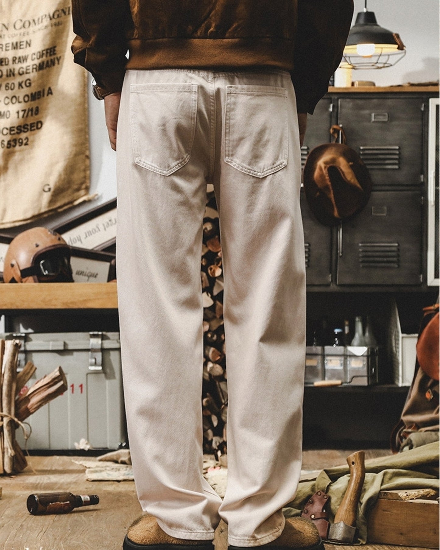 heavy weight loose straight denim pants 10color 【ACT0204】