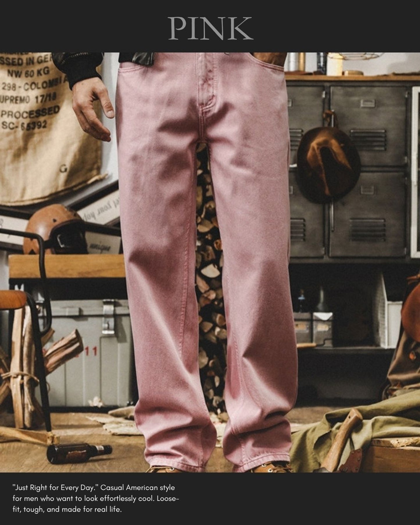 heavy weight loose straight denim pants 10color 【ACT0204】
