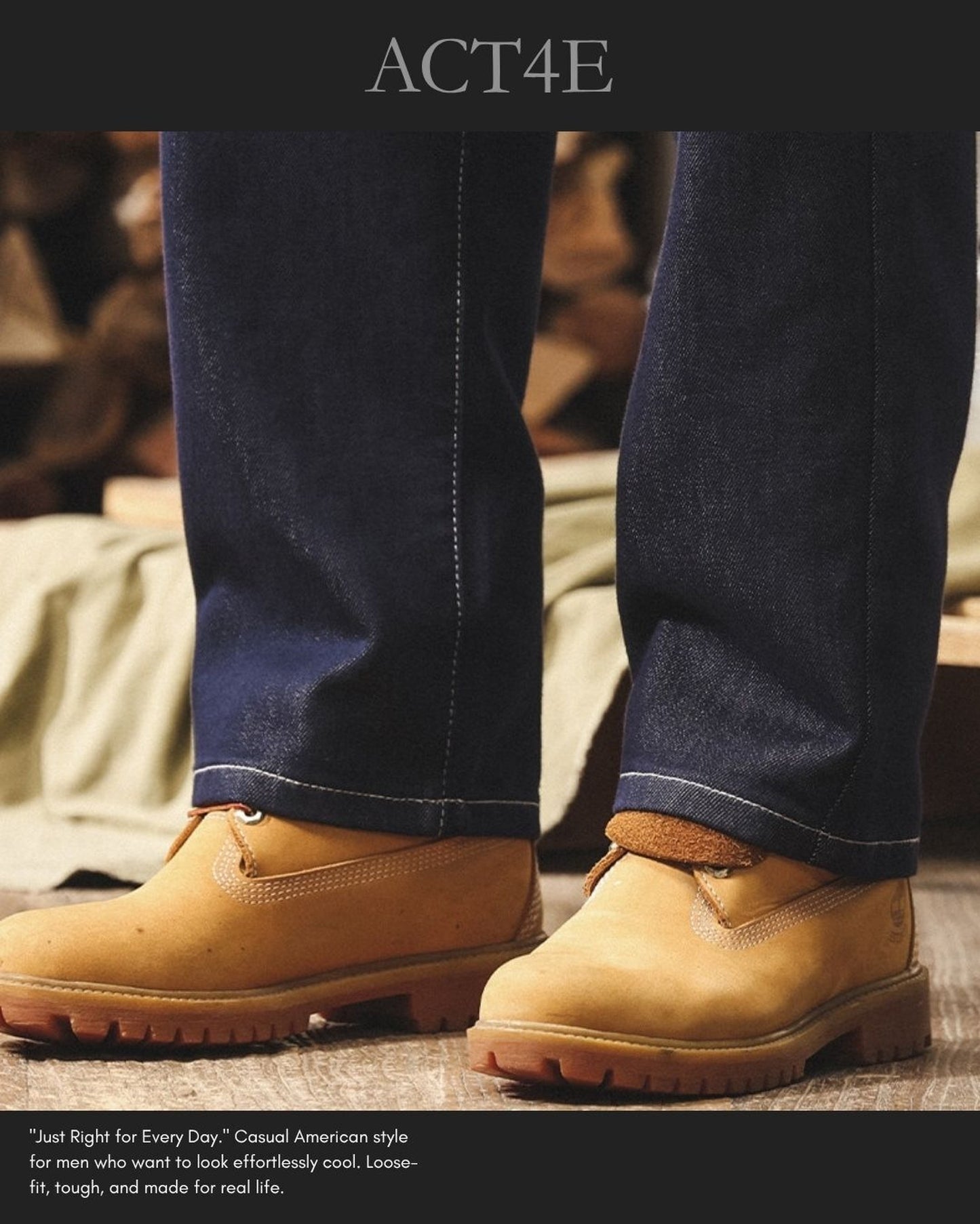 vintage raw wash straight denim pants 2color 【ACT0215】