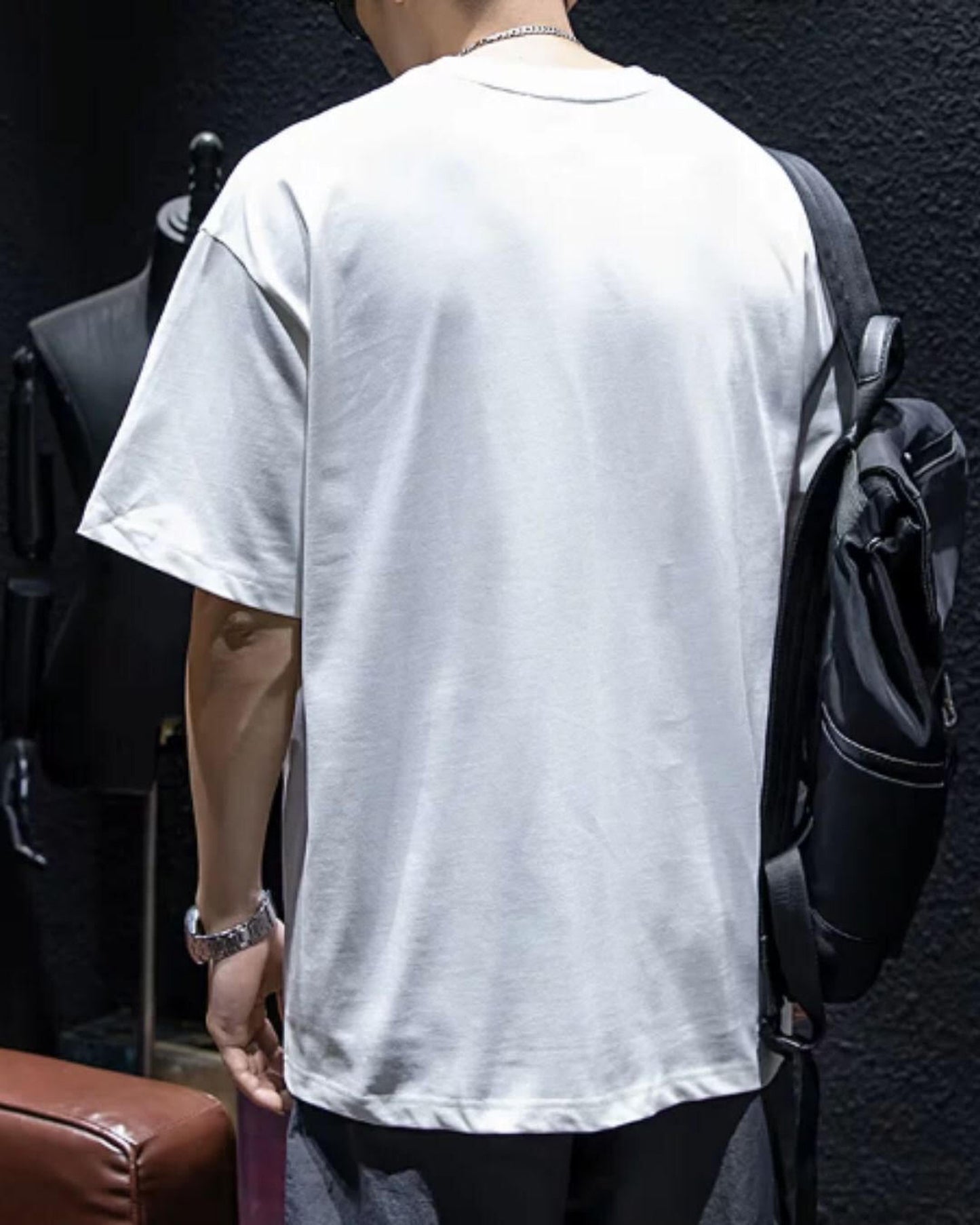 embroidered logo oversized t-shirt 4color 【ACT0028】