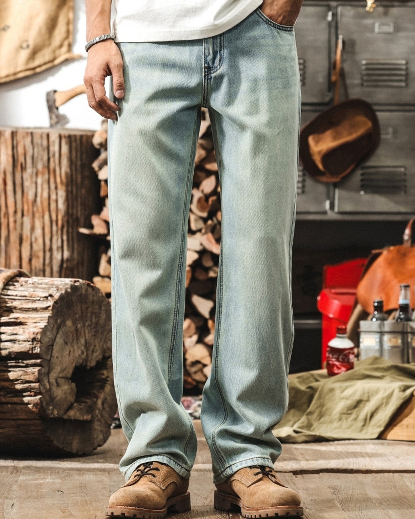 straight lyocell denim pants 【ACT0192】