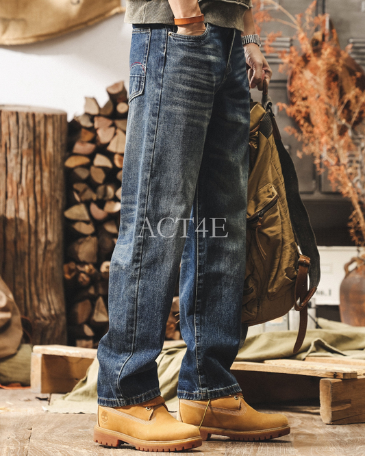 washed straight denim pants 【ACT0173】