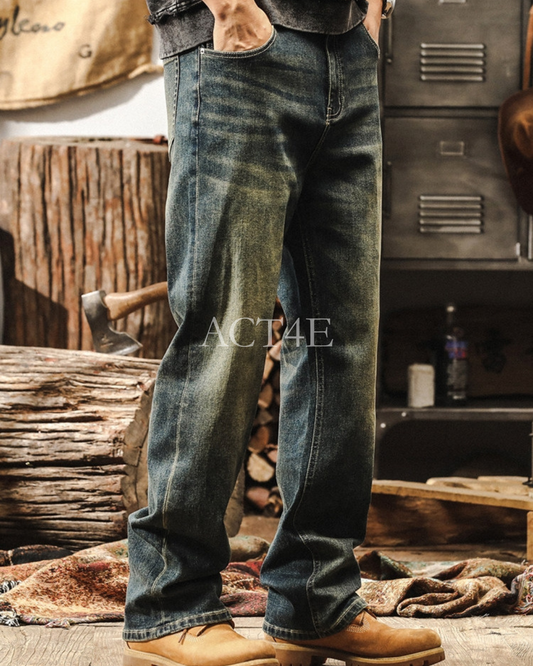 loose straight denim pants 3color 【ACT0182】