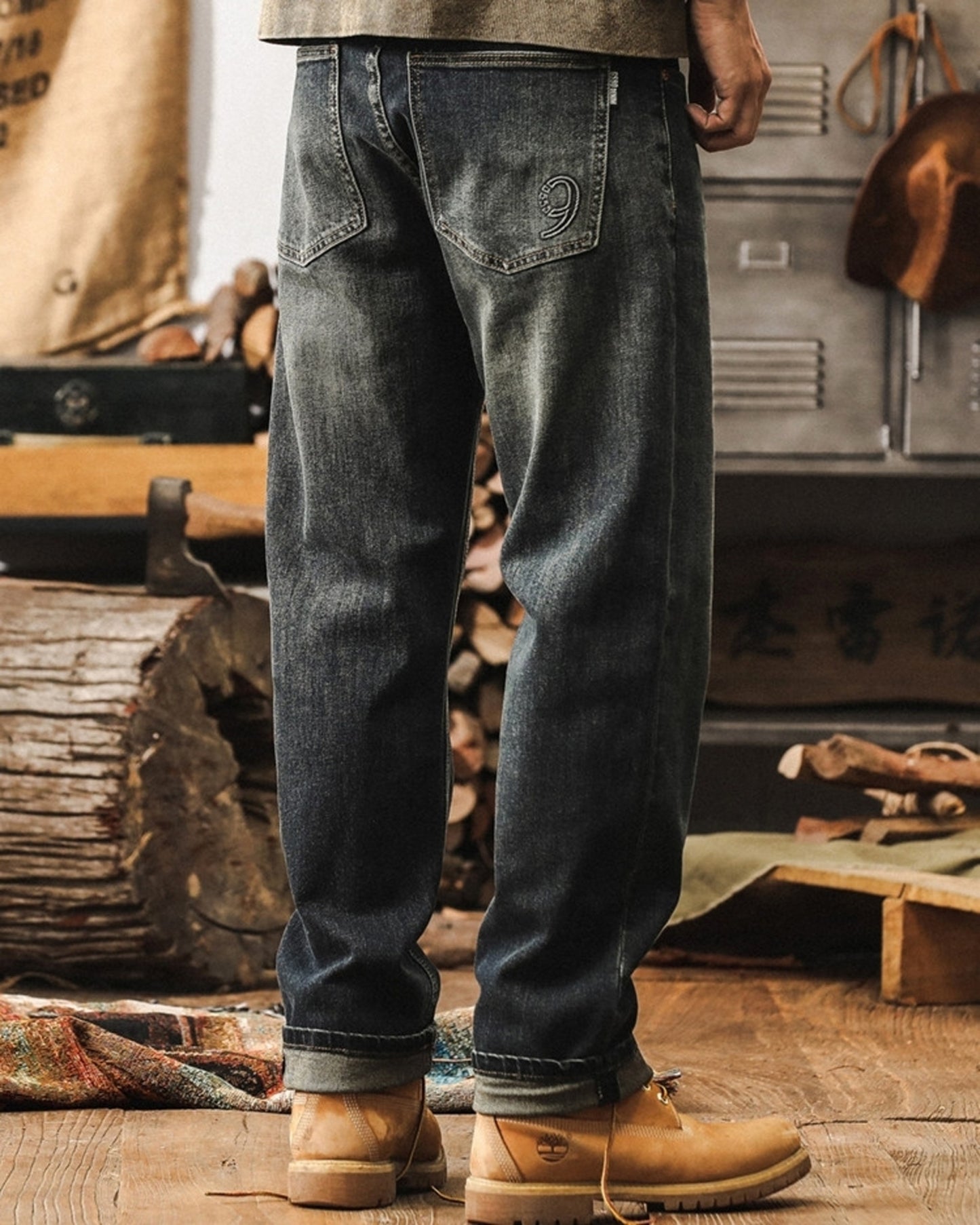vintage relaxed straight denim pants 【ACT0200】