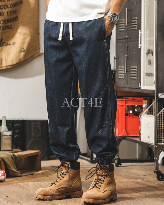 loose drawstring jogger denim pants 2color 【ACT0184】