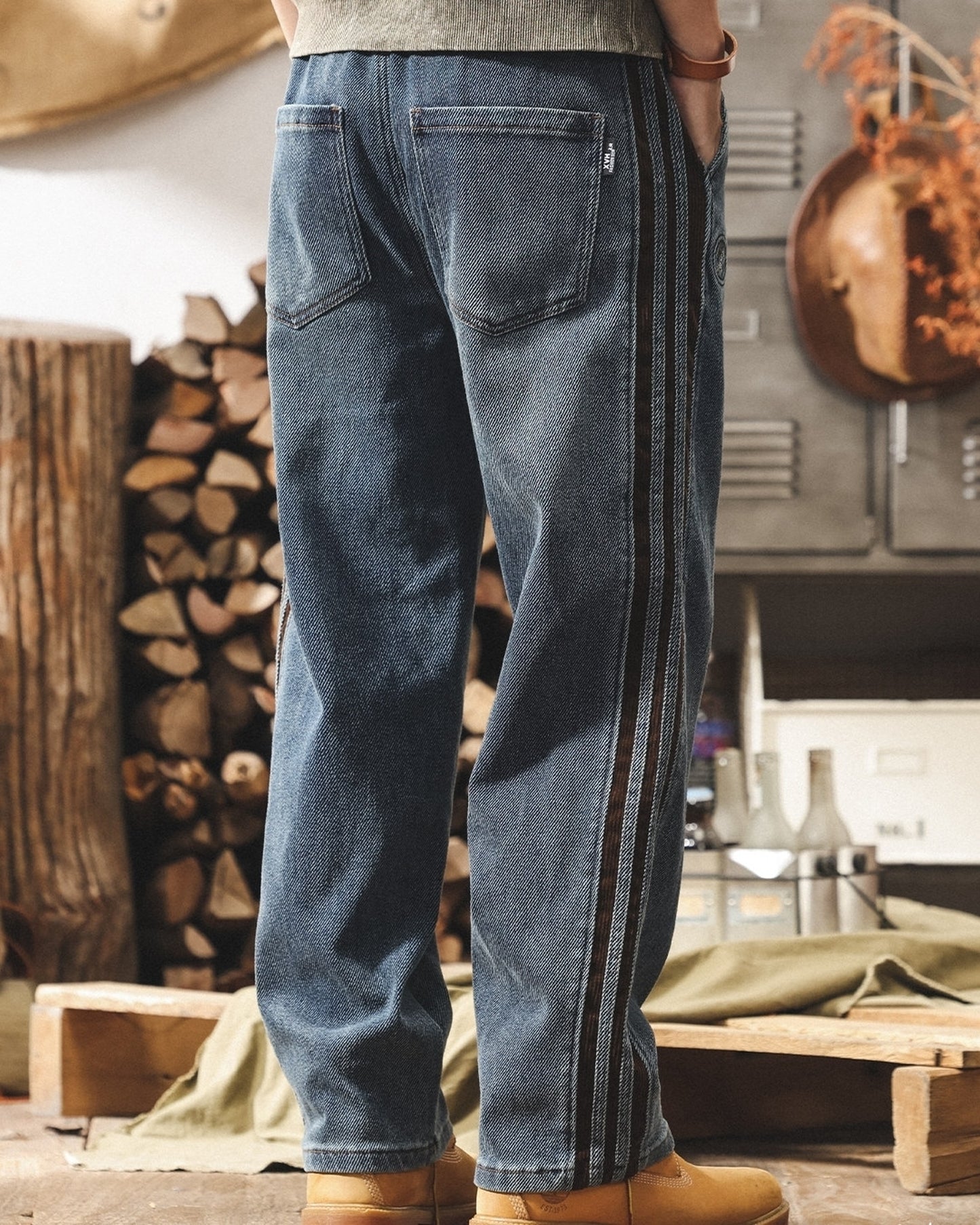 side stripe straight denim pants 3colors 【ACT0176】
