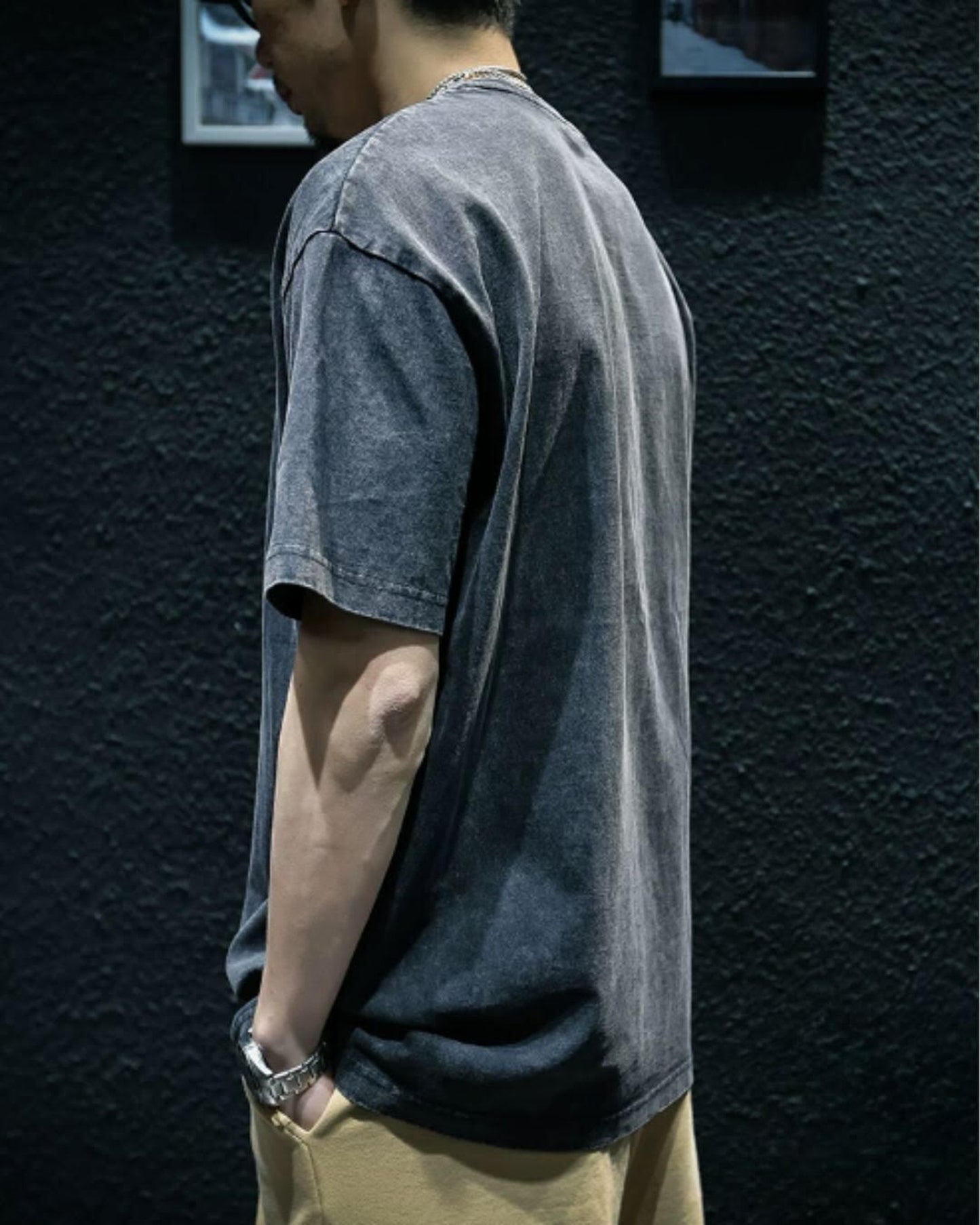 embroidered logo short sleeve oversized t-shirt 2color 【ACT0050】