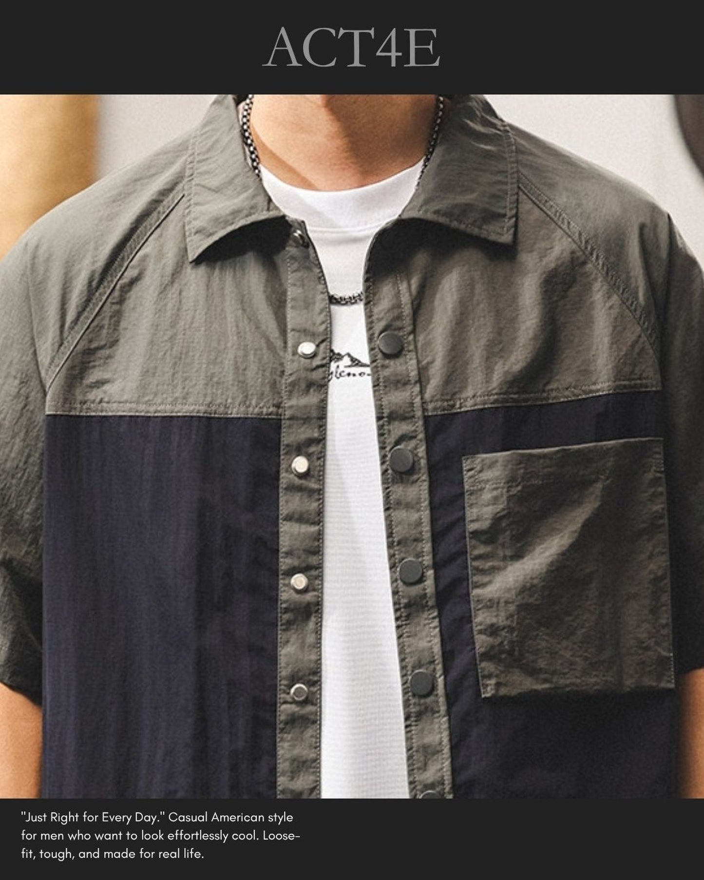 color block quick-dry utility cargo shirt 2color 【ACT0237】