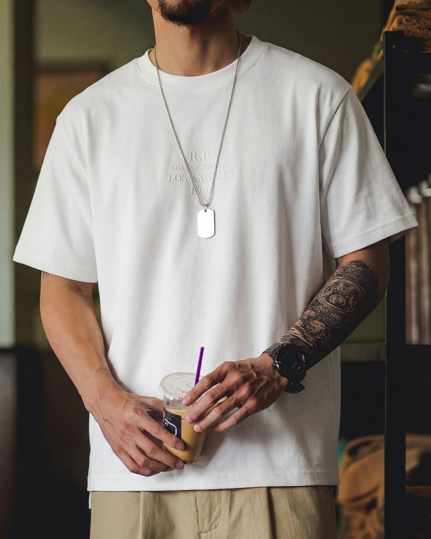 Embroidered Relaxed Lettering Casual T-Shirt 2color 【ACT0119】