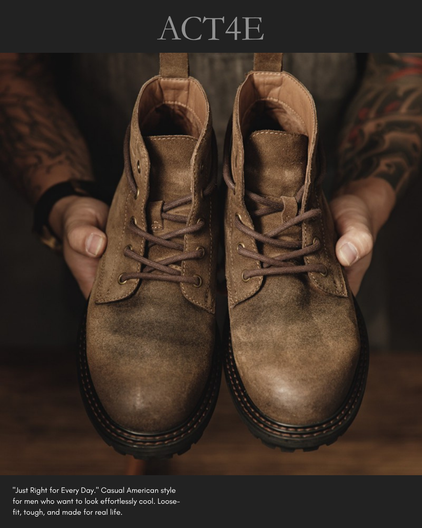 leather lace-up retro short-boots 【ACT0139】
