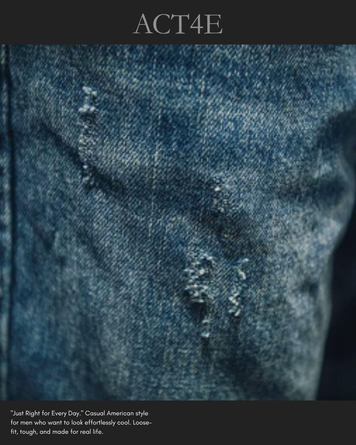 damage straight wide denim pants 【ACT0015】