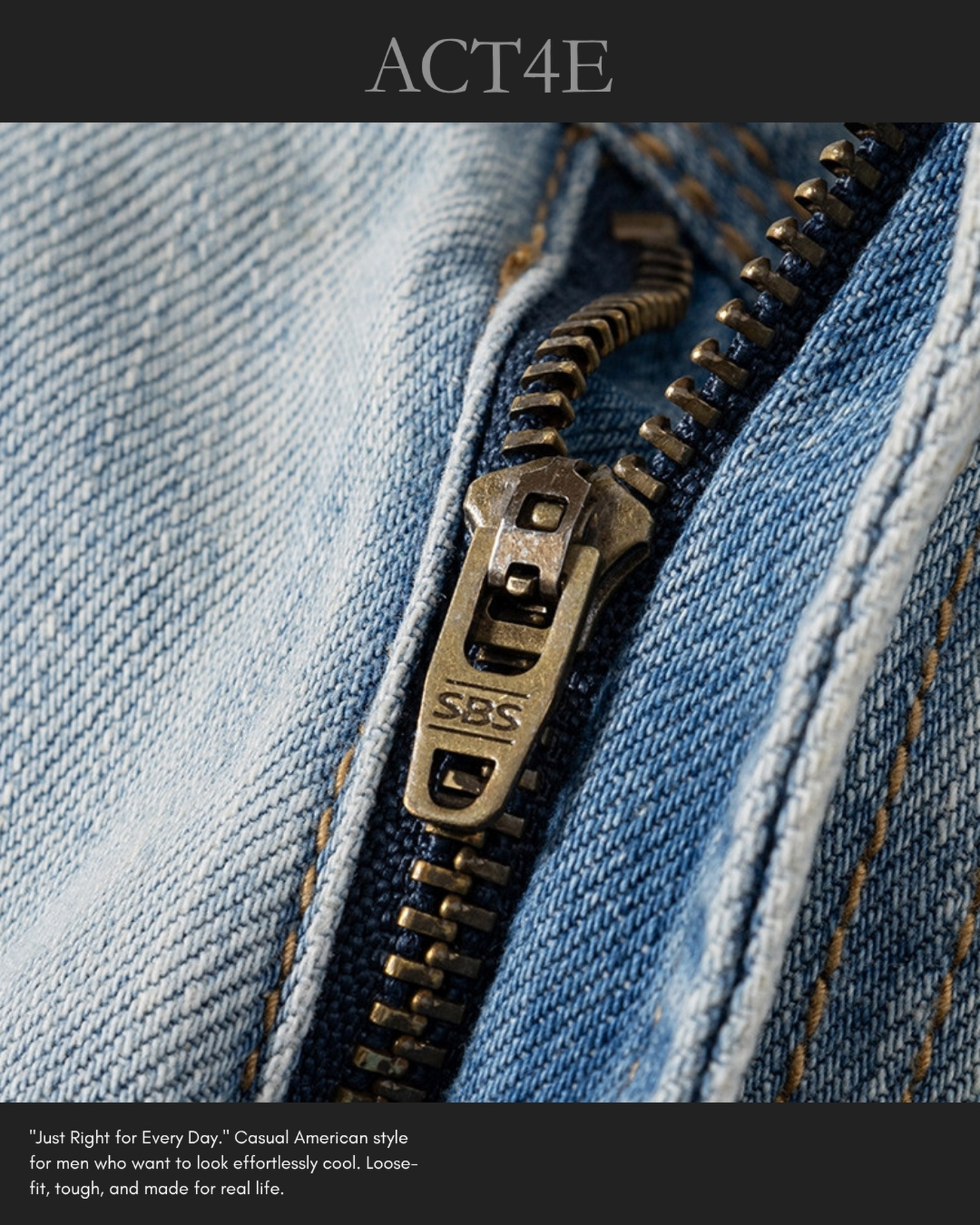 ice blue relaxed straight denim pants 【ACT0181】