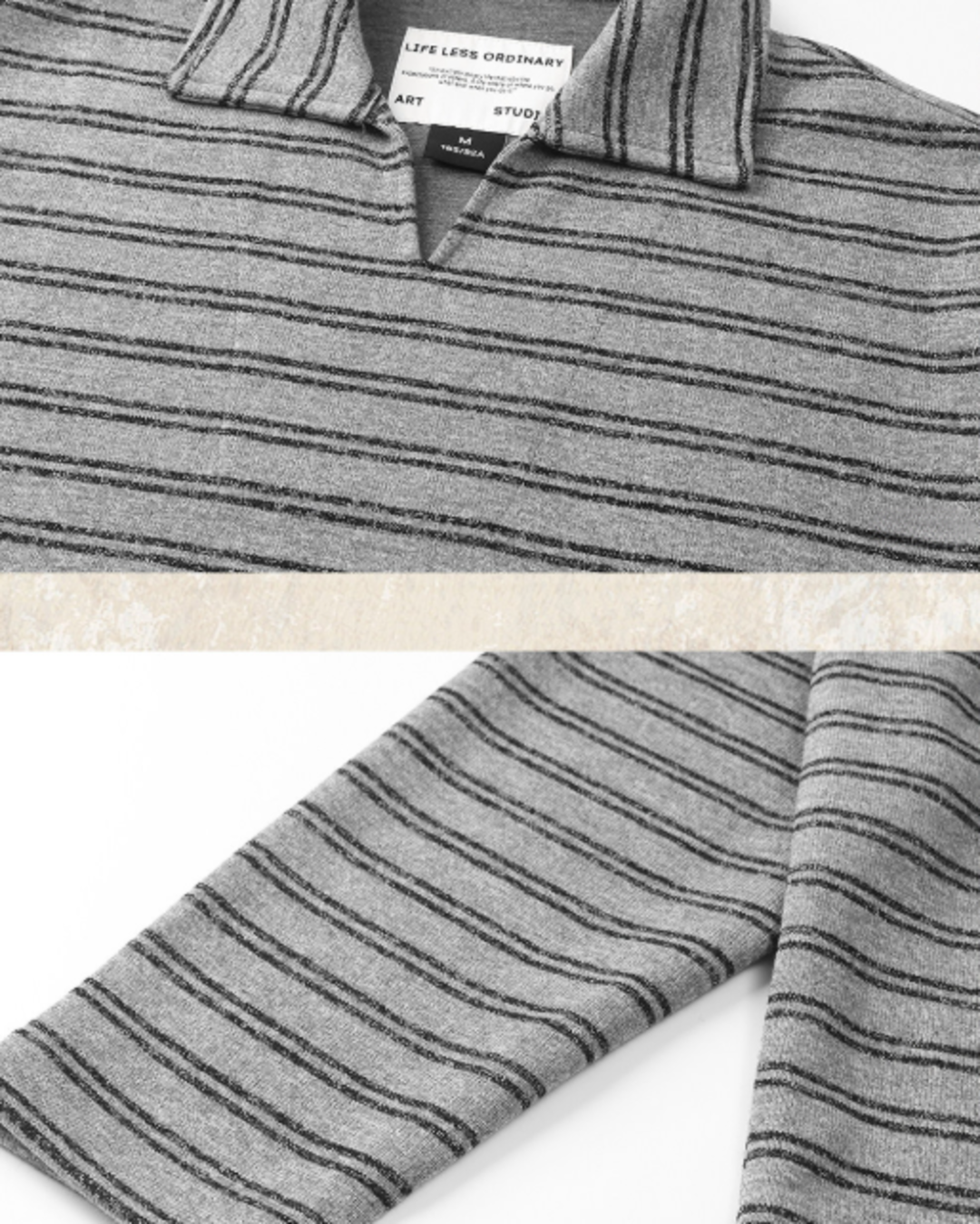 【M-4XL】striped open collar casual sweatshirt 【ACT0257】