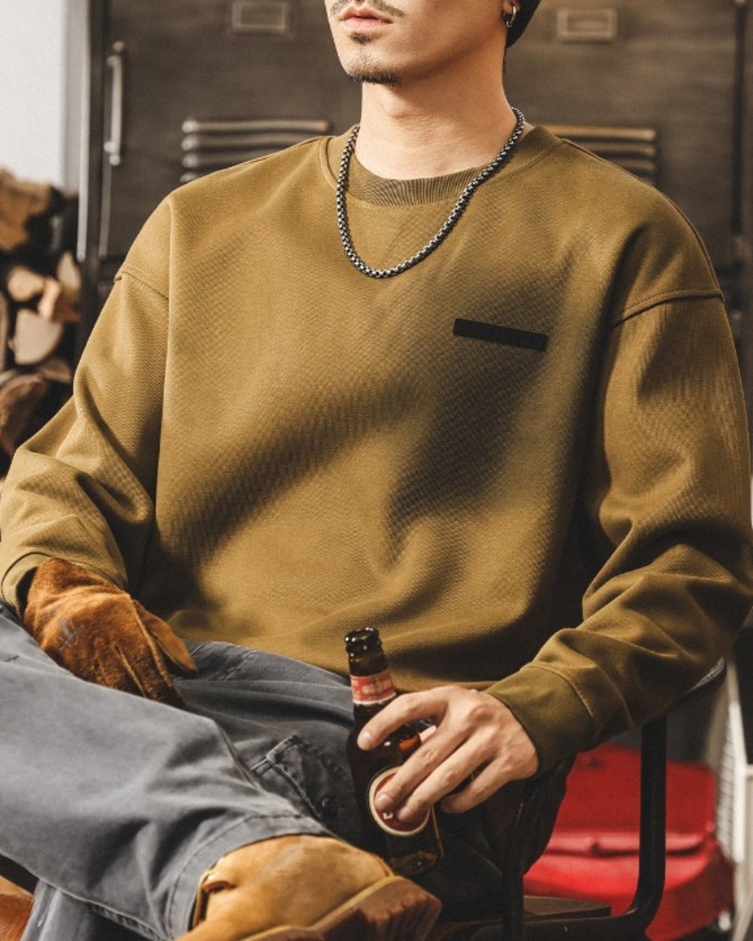 【S-4XL】casual relaxed crewneck fleece sweatshirt 【ACT0264】