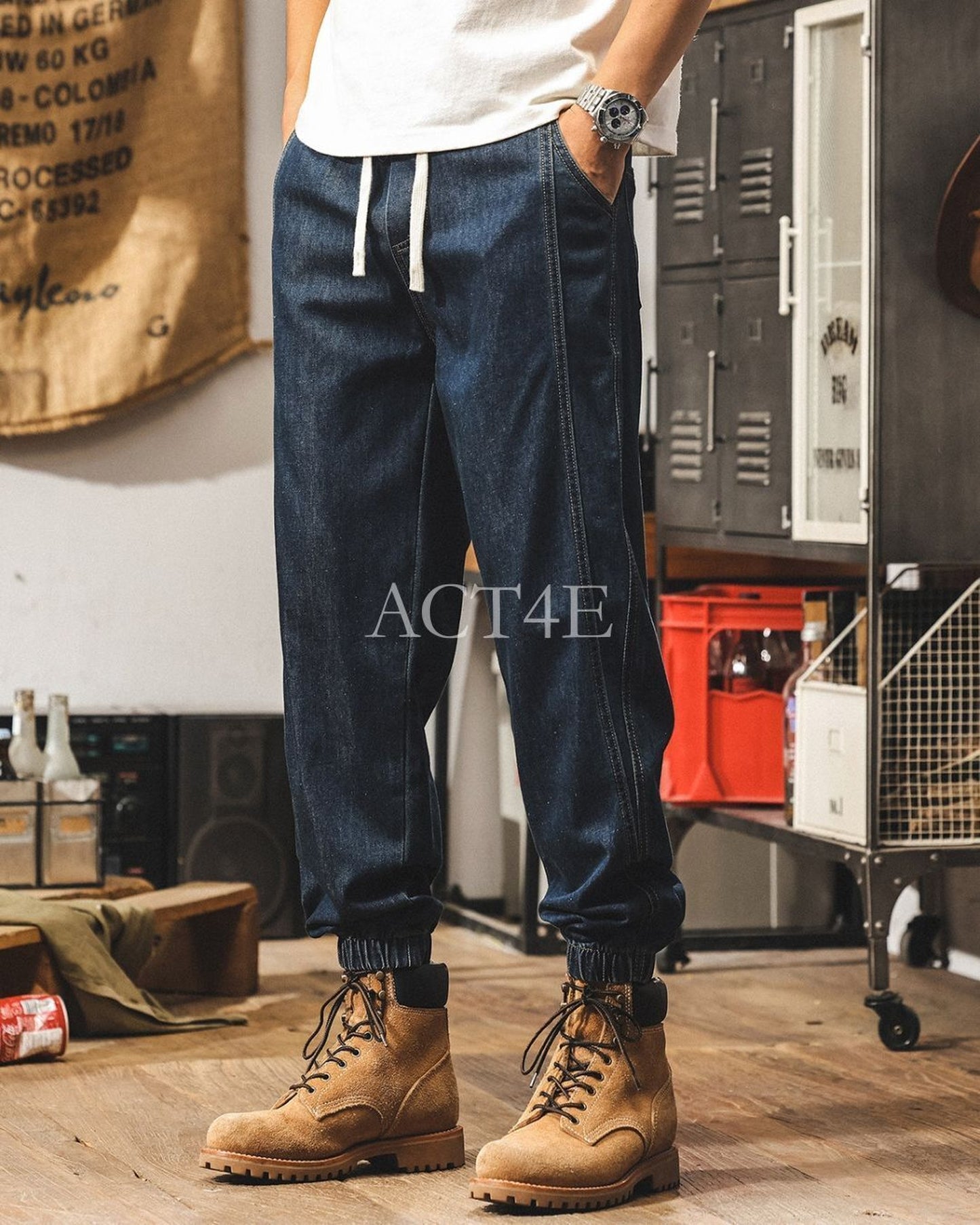 loose drawstring jogger denim pants 2colors 【ACT0188】