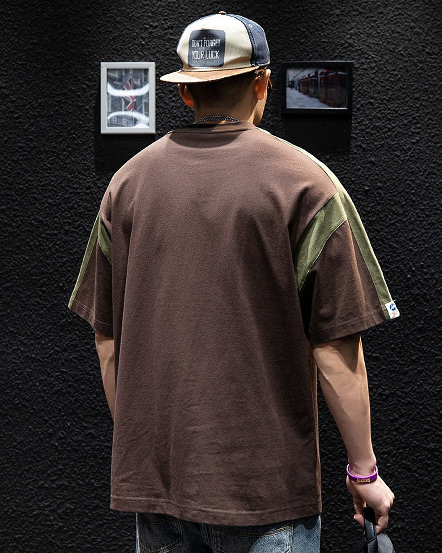 Casual Color-Block Loose Short-Sleeve T-Shirt 2color 【ACT0070】