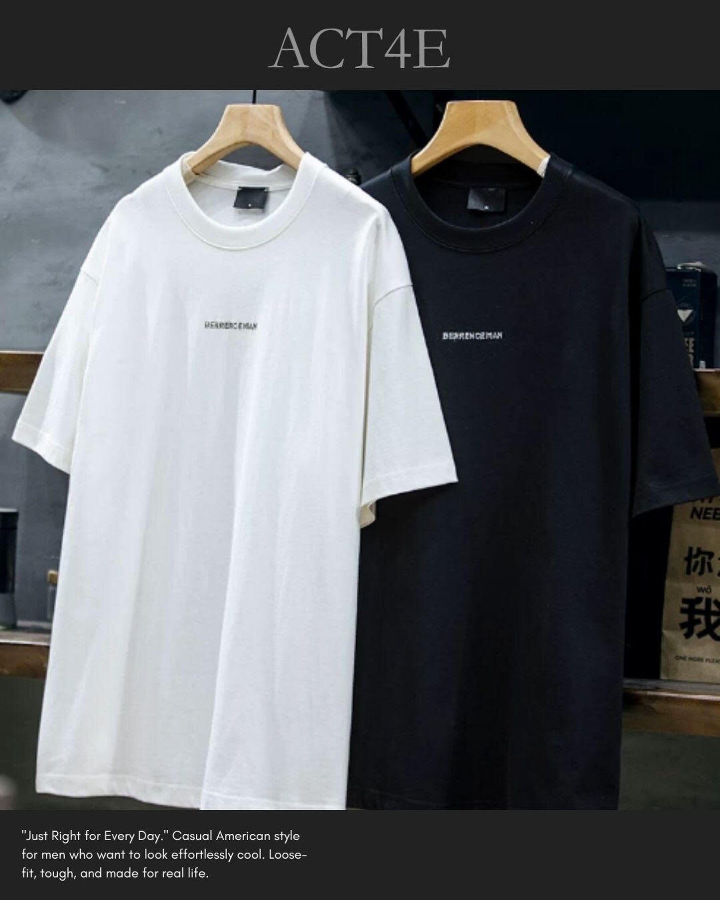 graphic print hem t-shirt 2color 【ACT0049】