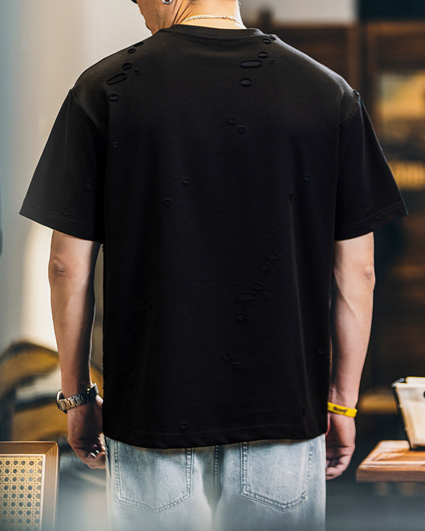 Heavy-weight distressing design t-shirt 【ACT0062】