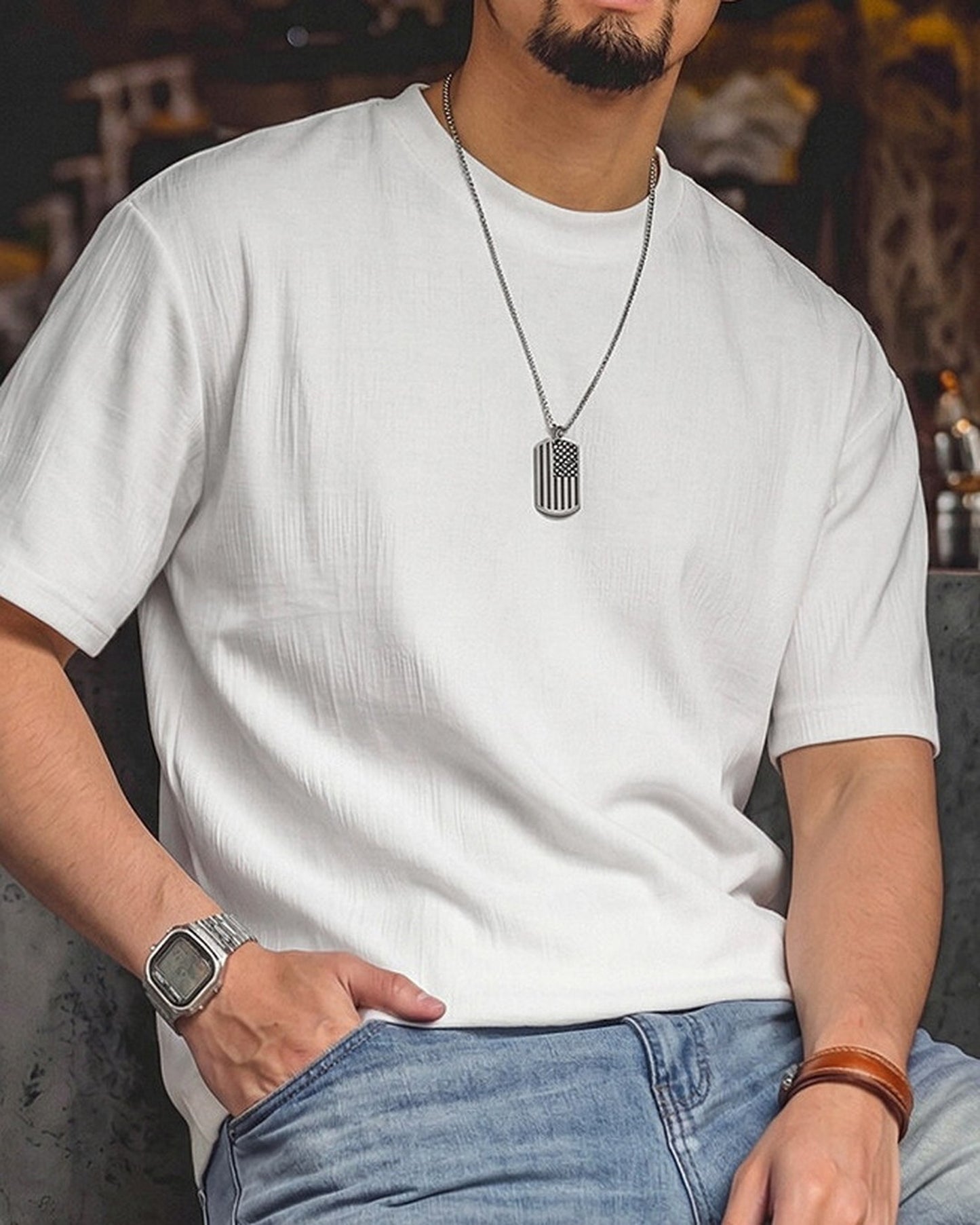 Casual Relaxed Textured Waffle T-Shirt 2color 【ACT0109】