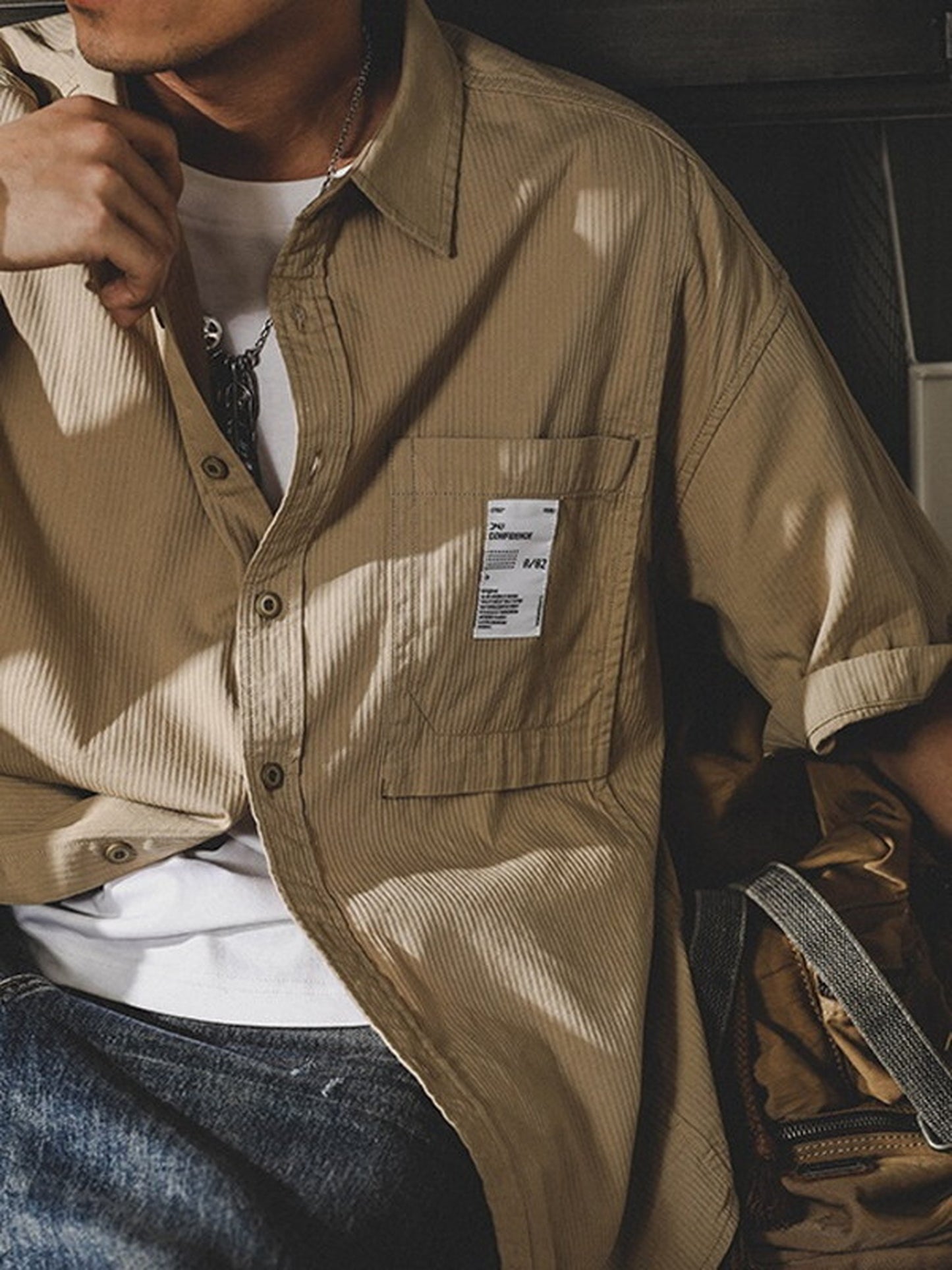 loose-fit classic lightweight short-sleeve cotton shirt 【ACT0251】