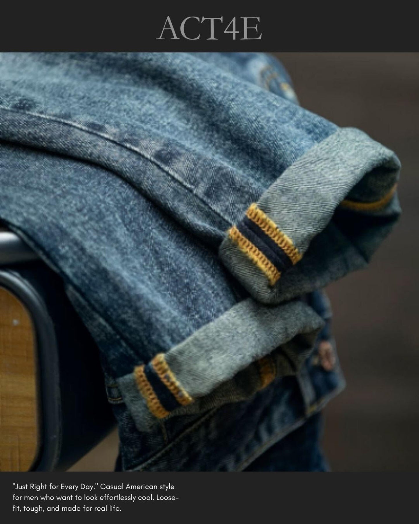 wide straight denim pants 【ACT0012】