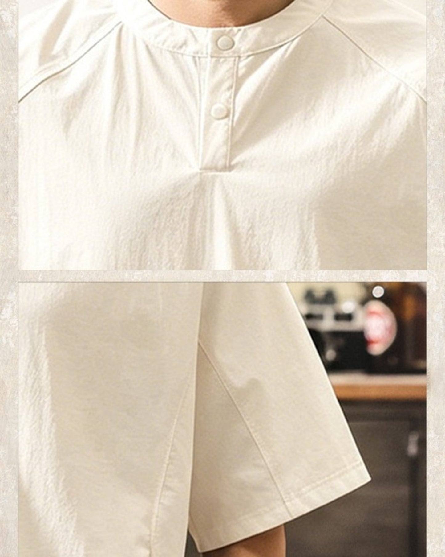 functional henley neck short sleeve t-shirt 2color 【ACT0162】