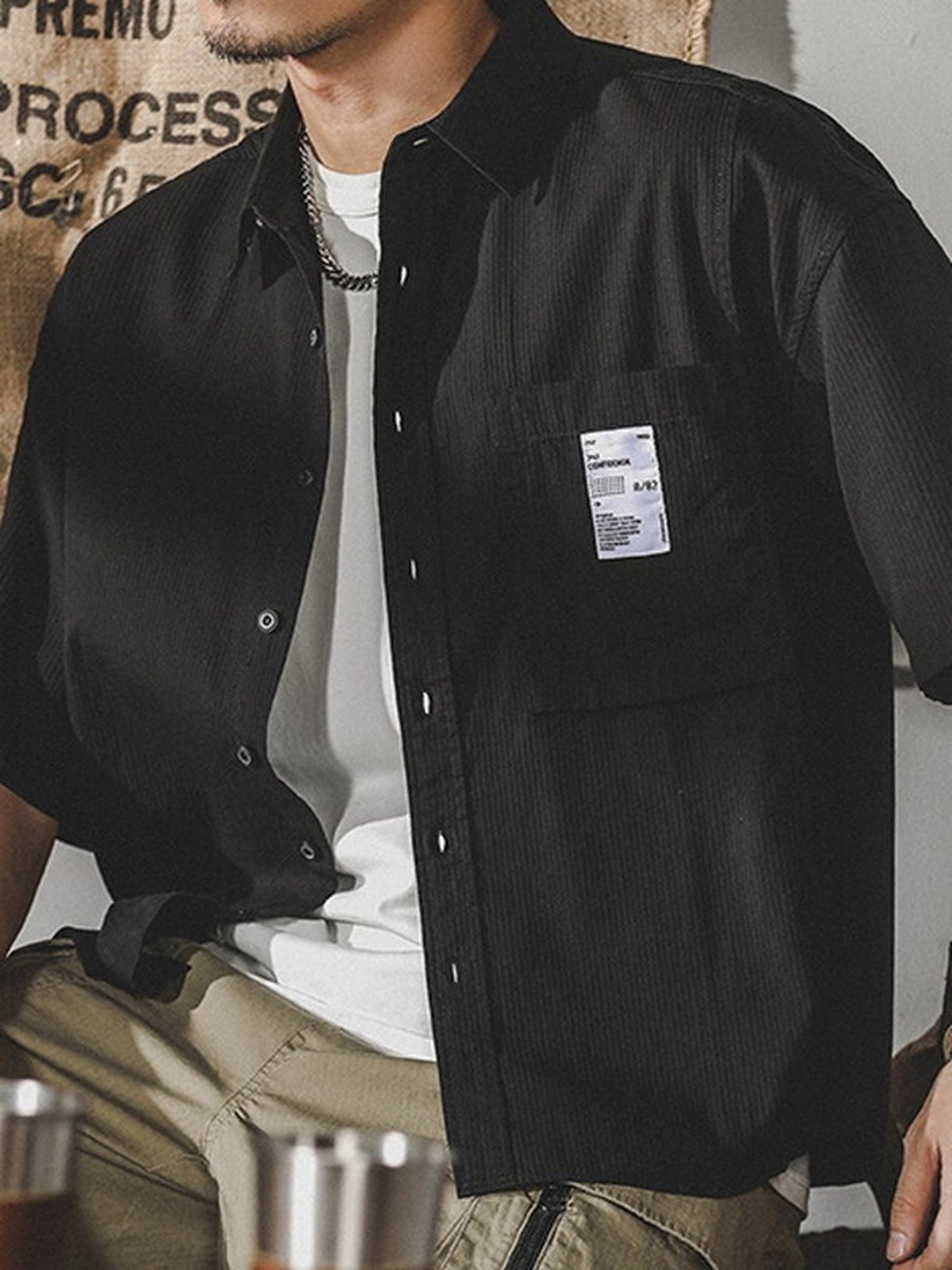loose-fit classic lightweight short-sleeve cotton shirt 【ACT0251】
