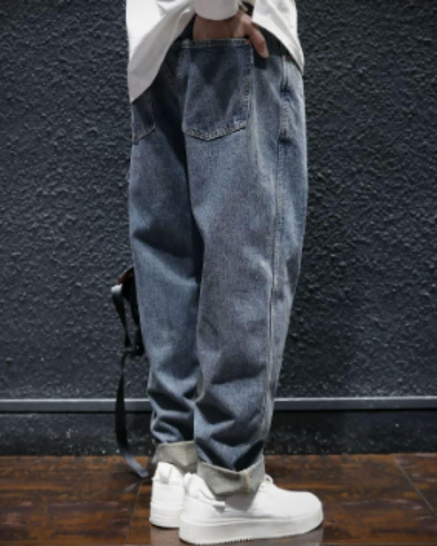 washed tapered wide denim pants 【ACT0008】