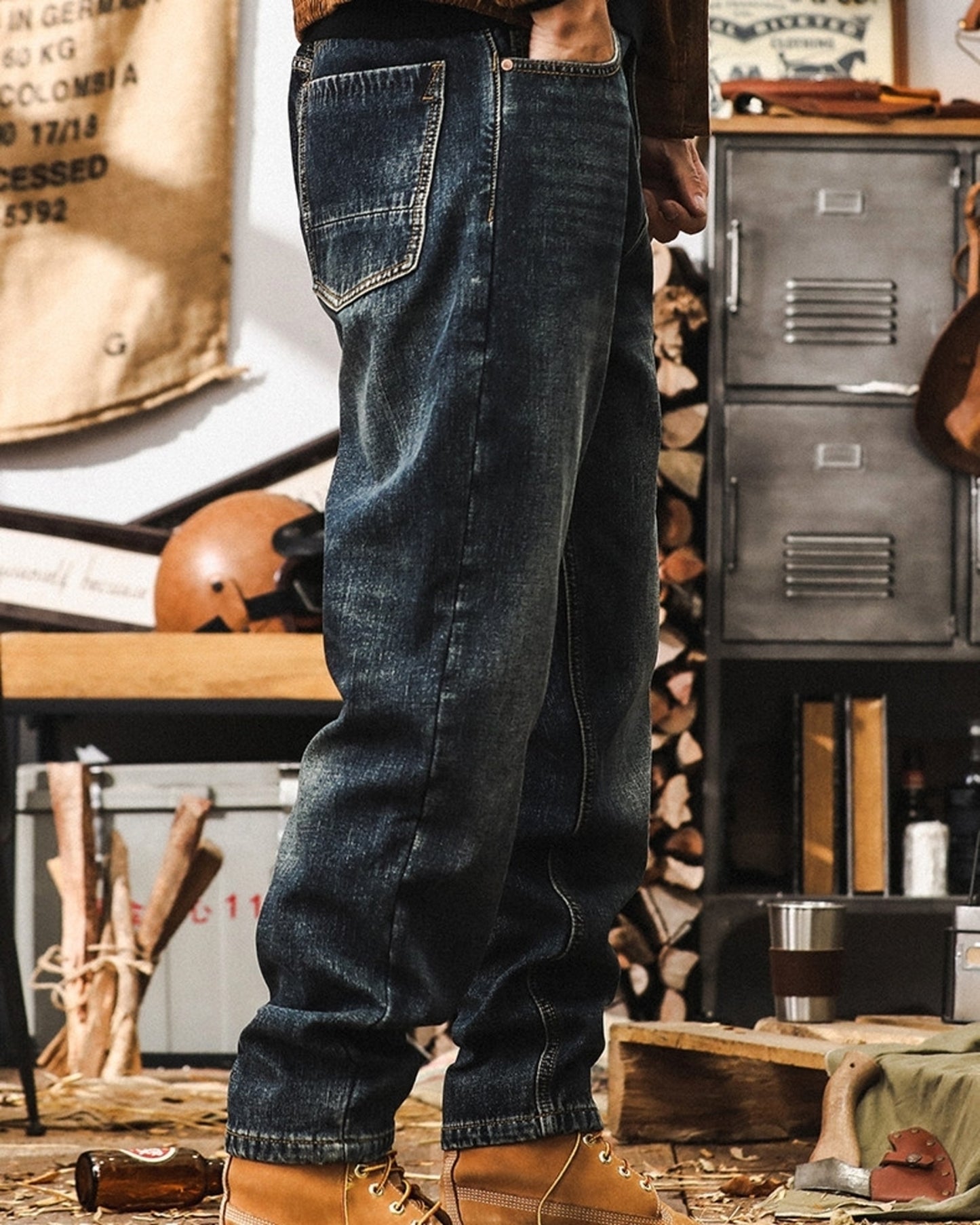 vintage classic wash straight denim pants 【ACT0218】