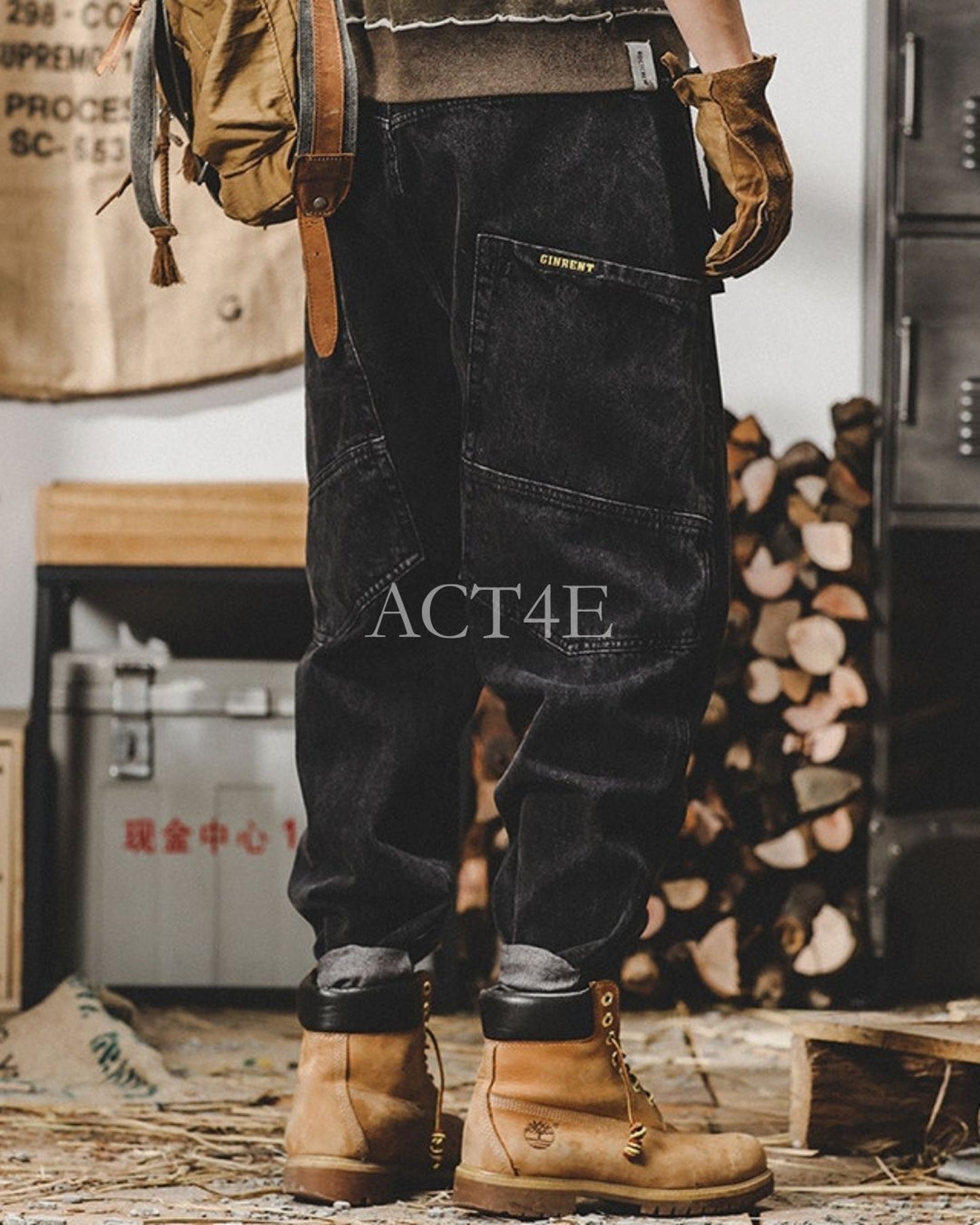 vintage wash relaxed straight denim pants 2color 【ACT0197】