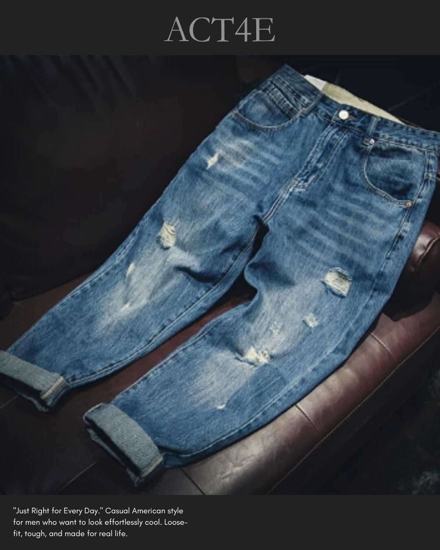 damage processed tapered denim pants 【ACT0014】