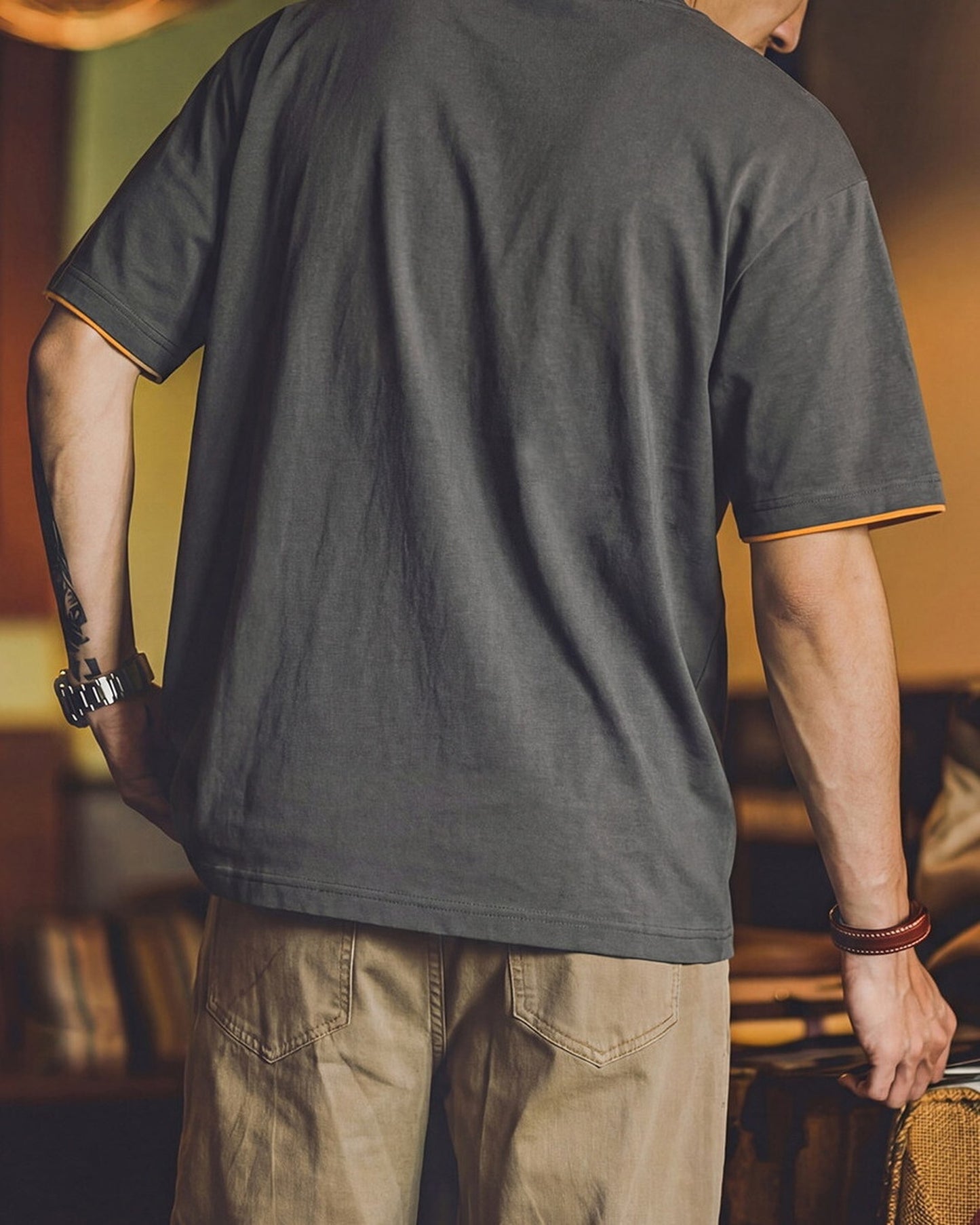 Layered-Style Graphic Relaxed Printed Cotton T-Shirt 3color 【ACT0122】