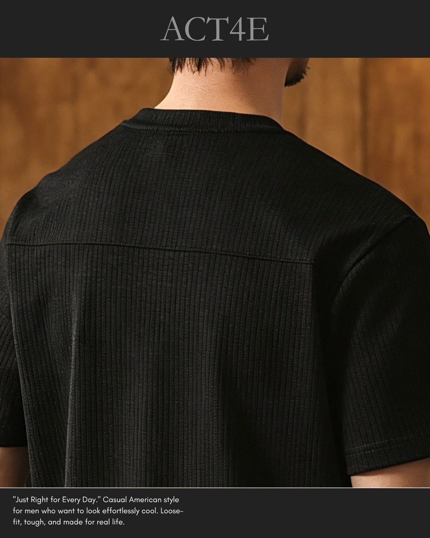 henley neck short sleeve T-shirt 4color 【ACT0235】