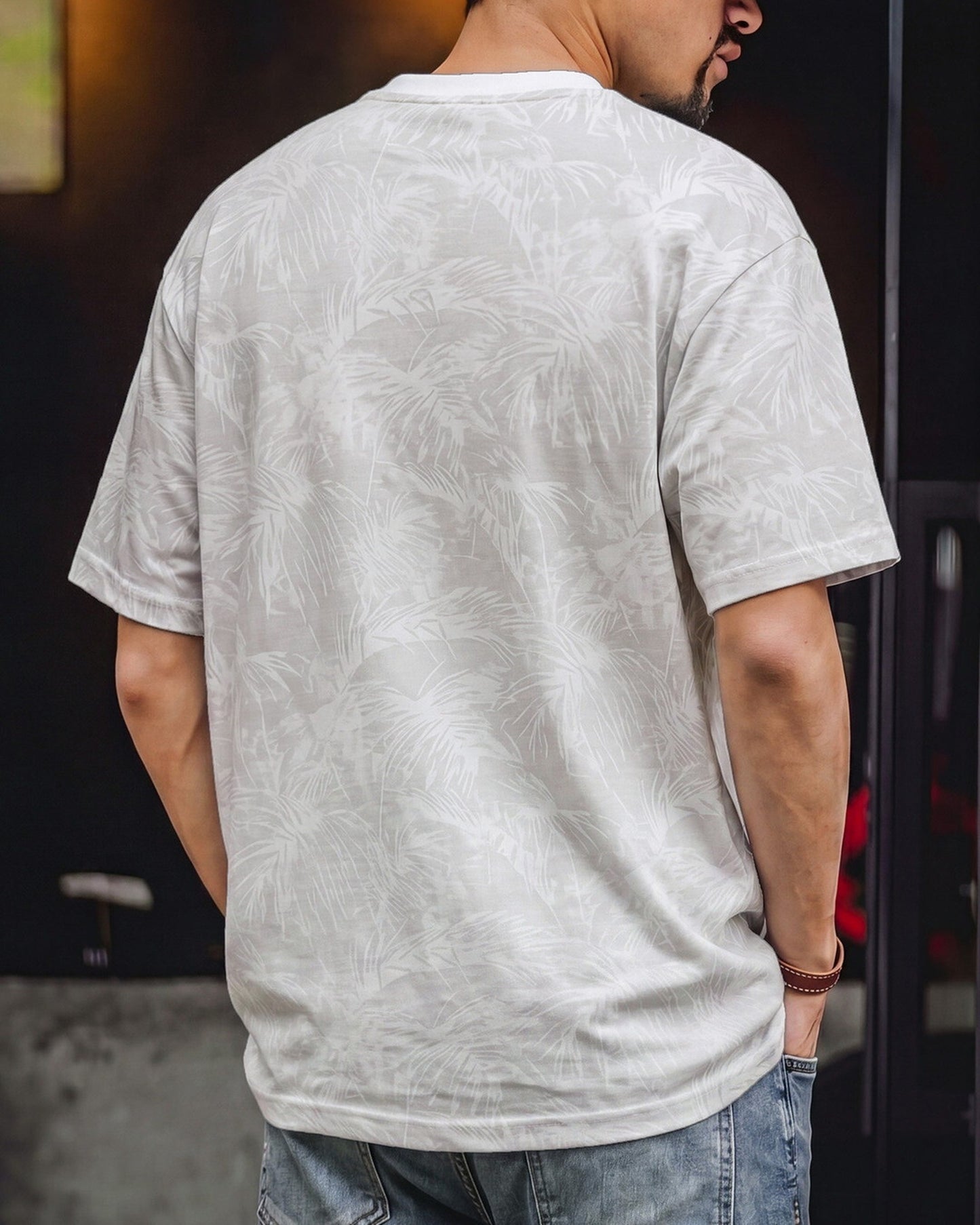 Botanical Relaxed Fit Pattern Casual T-Shirt 2color 【ACT0112】