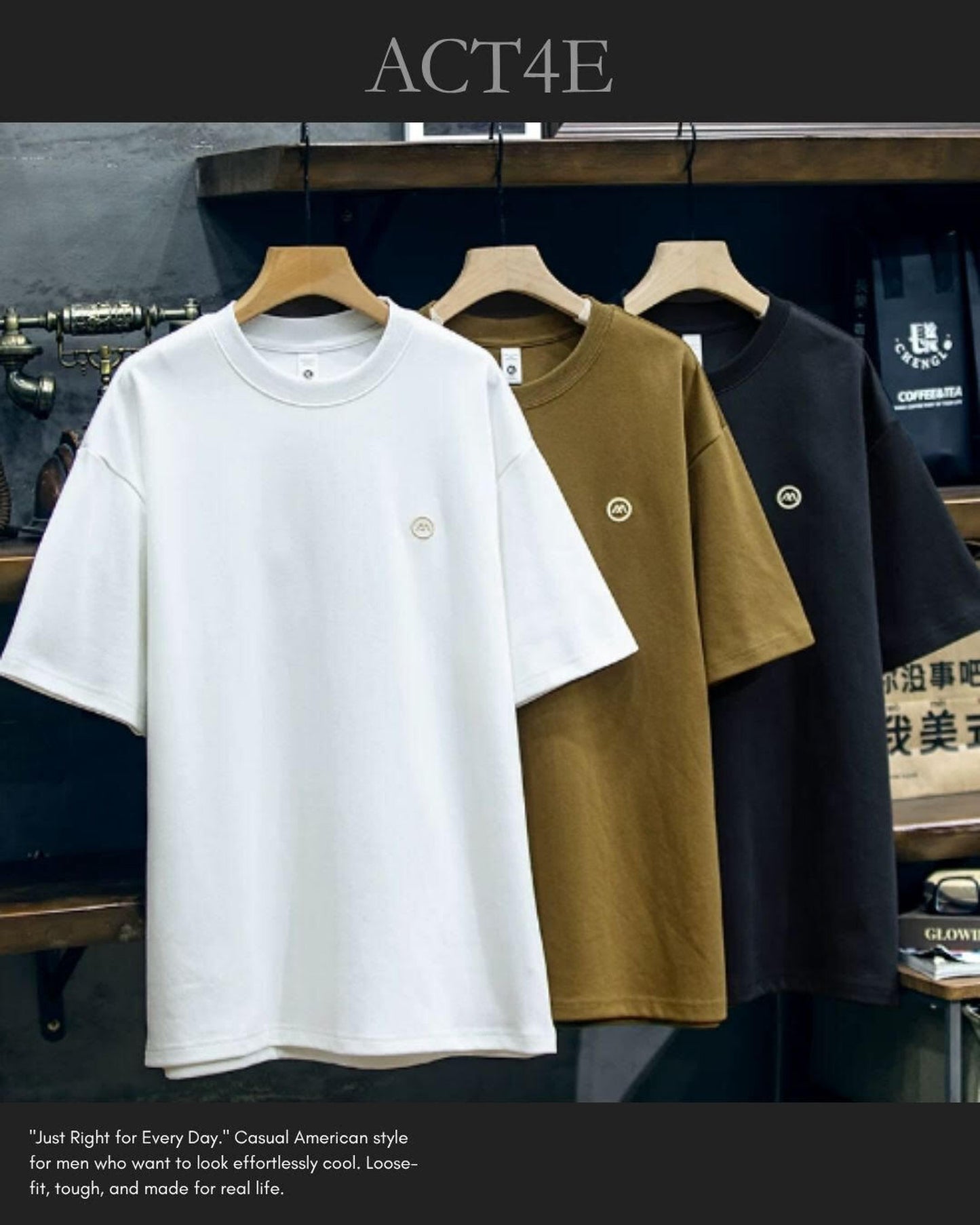 embroidered logo t-shirt 4color 【ACT0027】