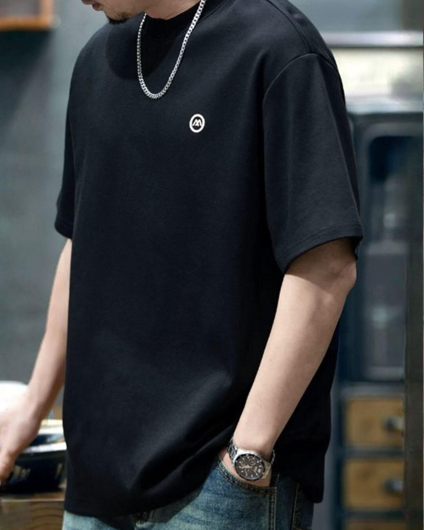 embroidered logo t-shirt 4color 【ACT0027】