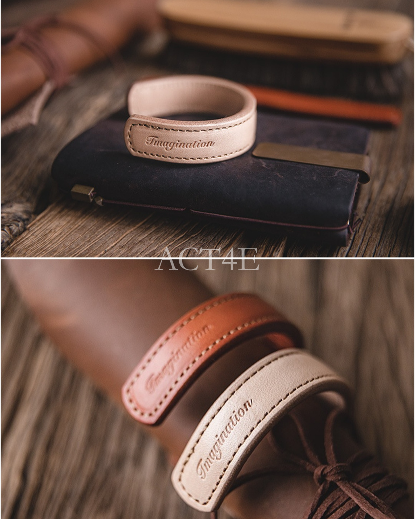 Genuine-Leather Embossed Casual Bracelet 【ACT0135】
