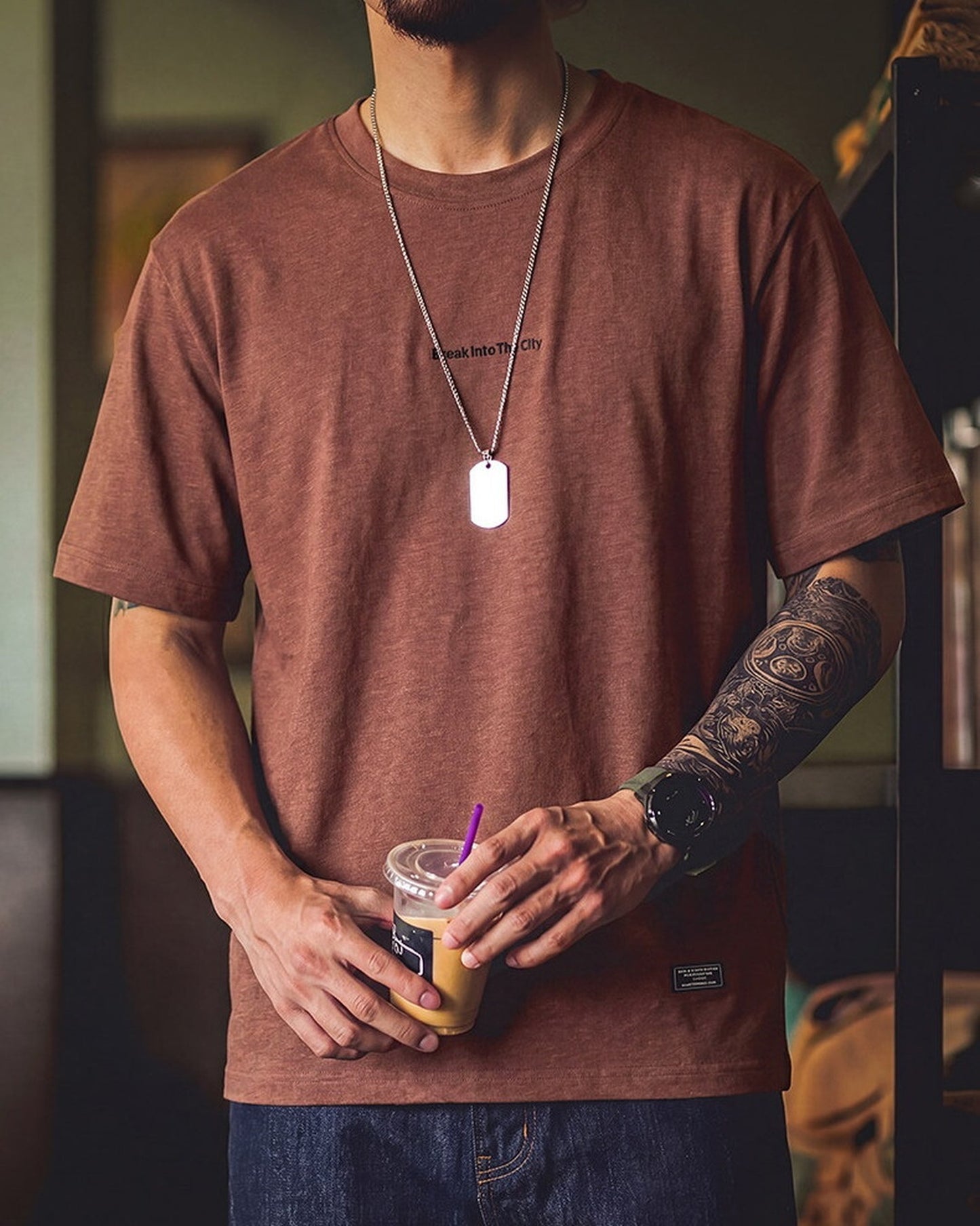 Classic Letter-Print Vintage Loose T-Shirt 【ACT0089】