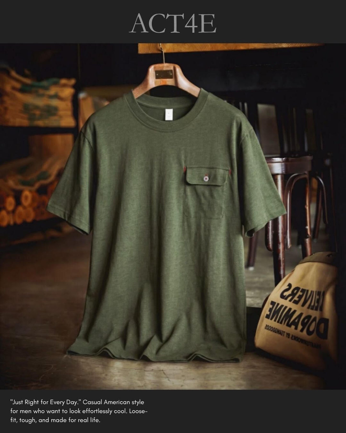 chest pocket button t-shirt 【ACT0039】