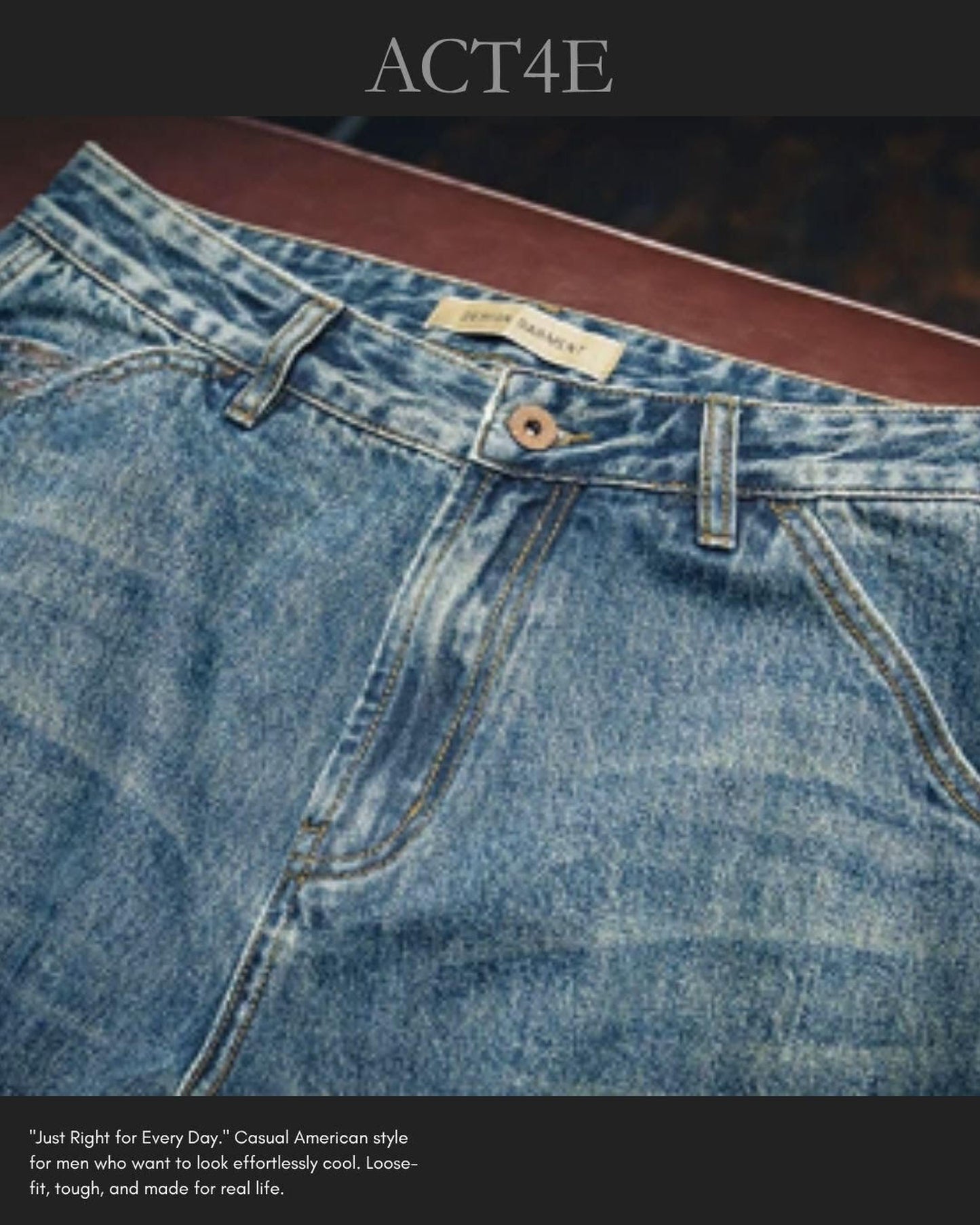 vintage processing tapered silhouette denim pants 【ACT0019】